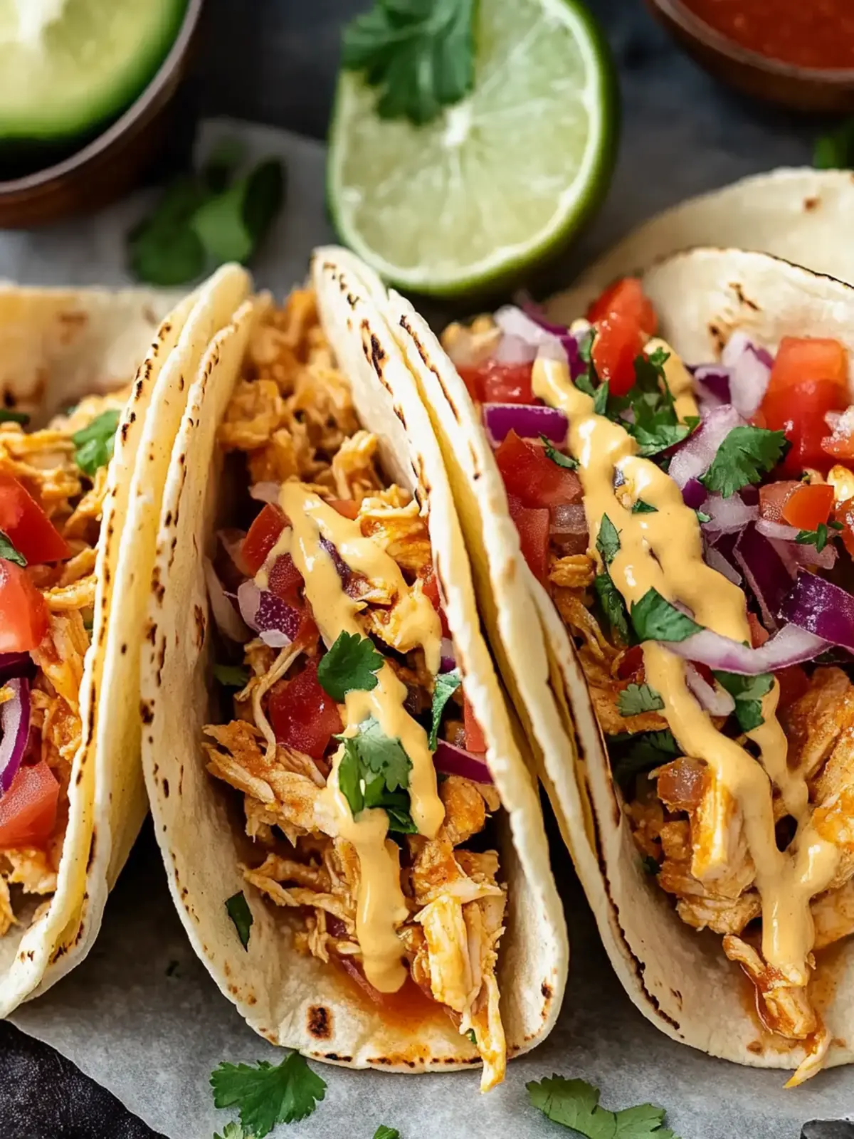 Slow Cooker Queso Chicken Tacos