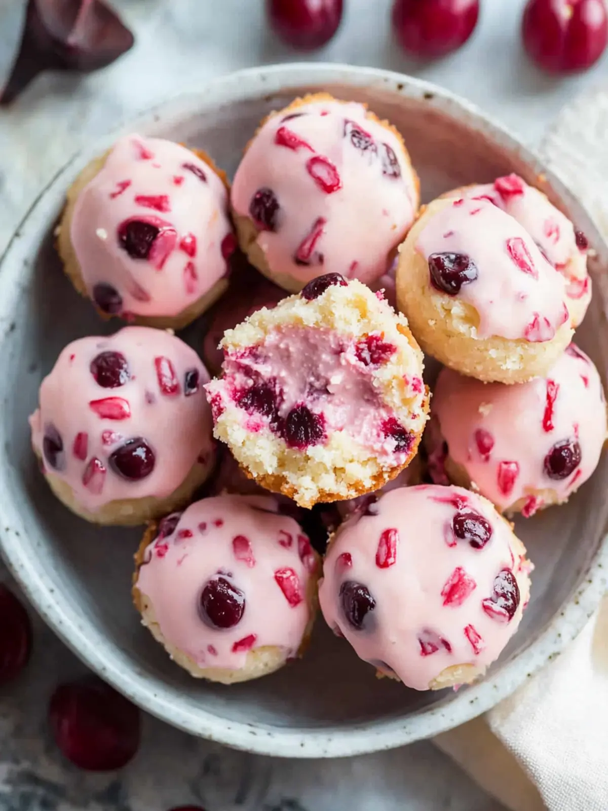Cherry Chip Cheesecake Bites