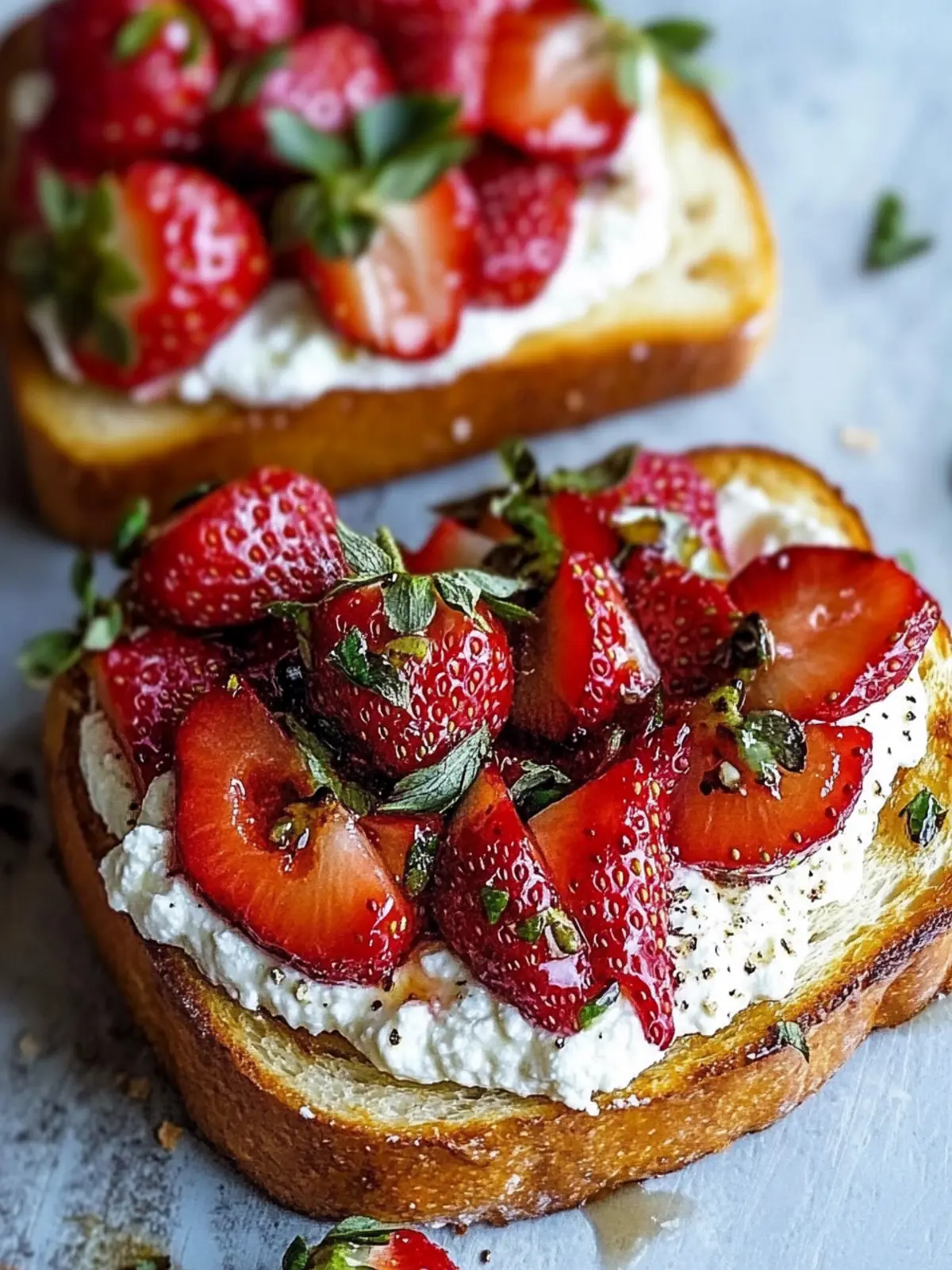 Roasted Strawberry Whipped Ricotta Toast