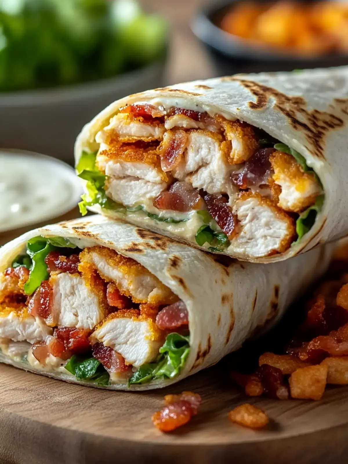 Crispy Bacon Ranch Chicken Wraps