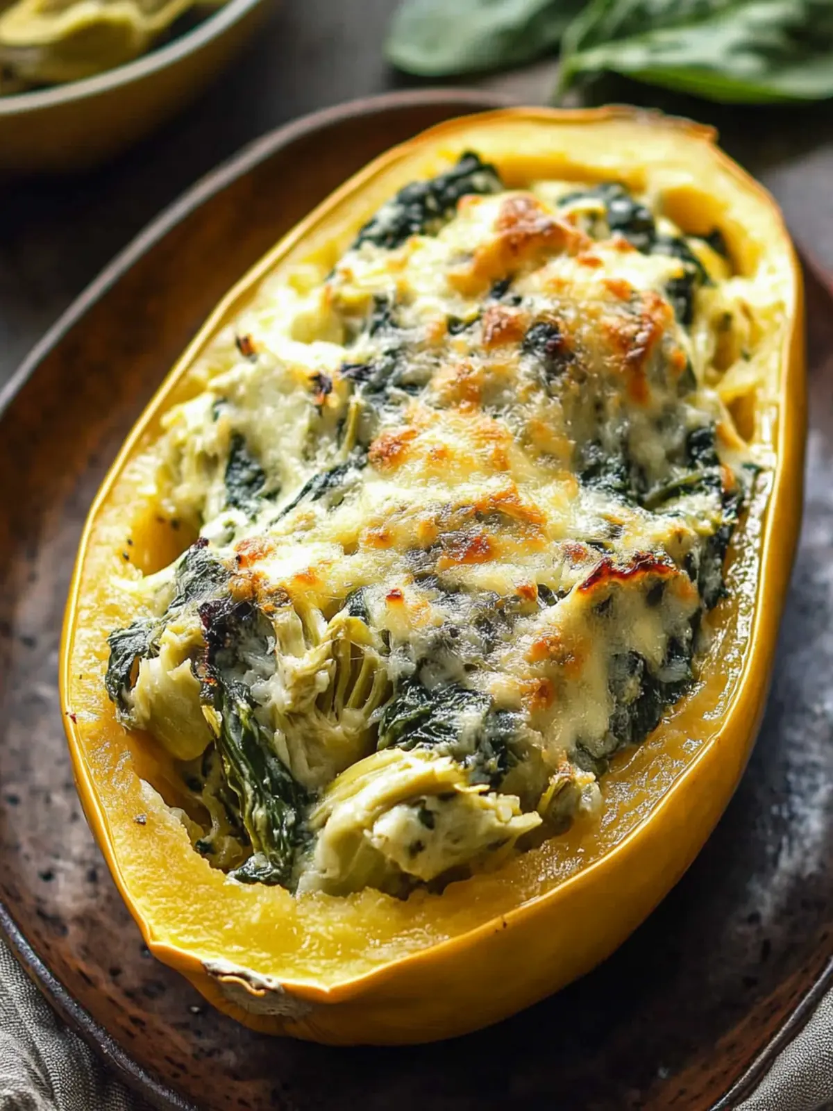 Spinach and Artichoke Stuffed Spaghetti Squash