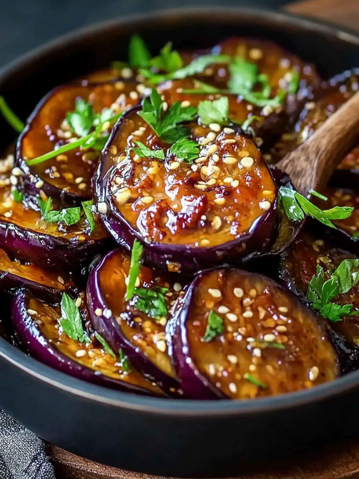 Sticky Garlic Eggplant