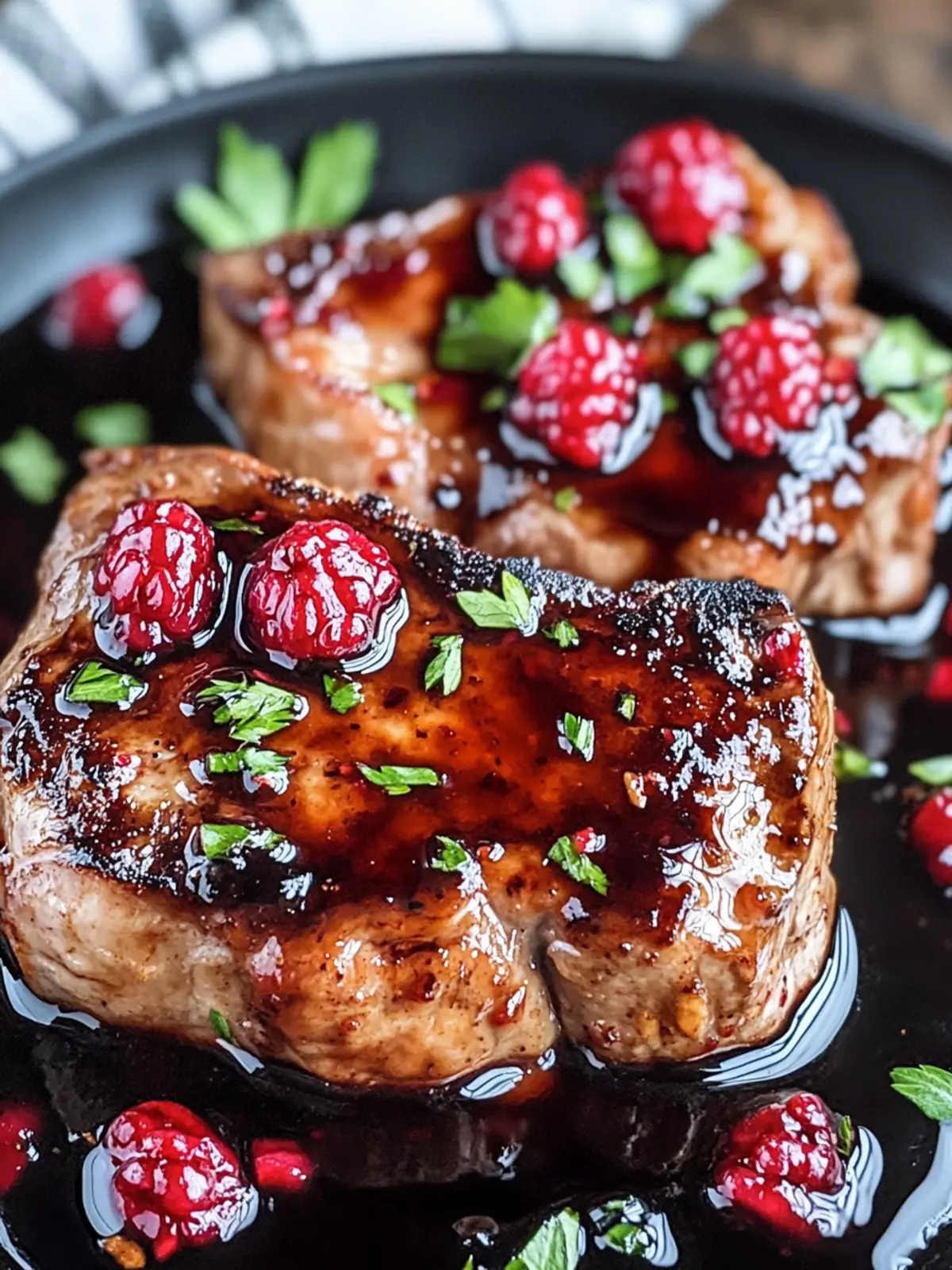 Sweet Meets Tangy Raspberry Balsamic Glazed Pork Chops