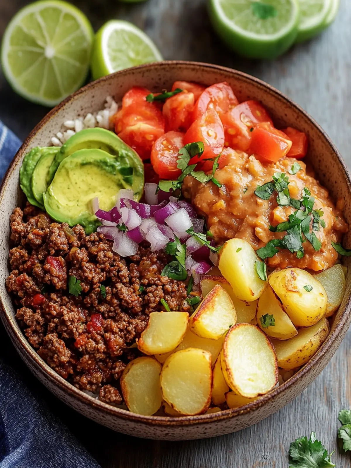 Ground Beef & Potato Taco Bowl Recipe