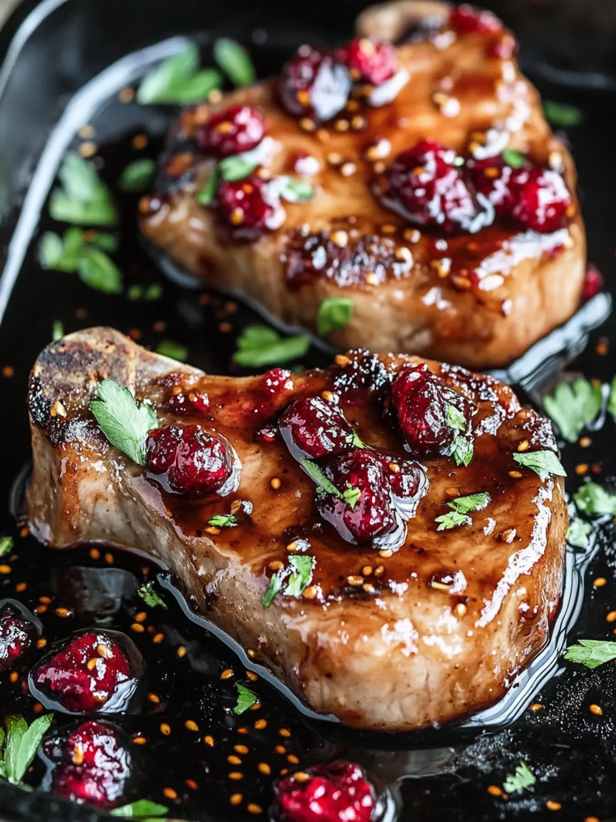 Sweet Meets Tangy Raspberry Balsamic Glazed Pork Chops