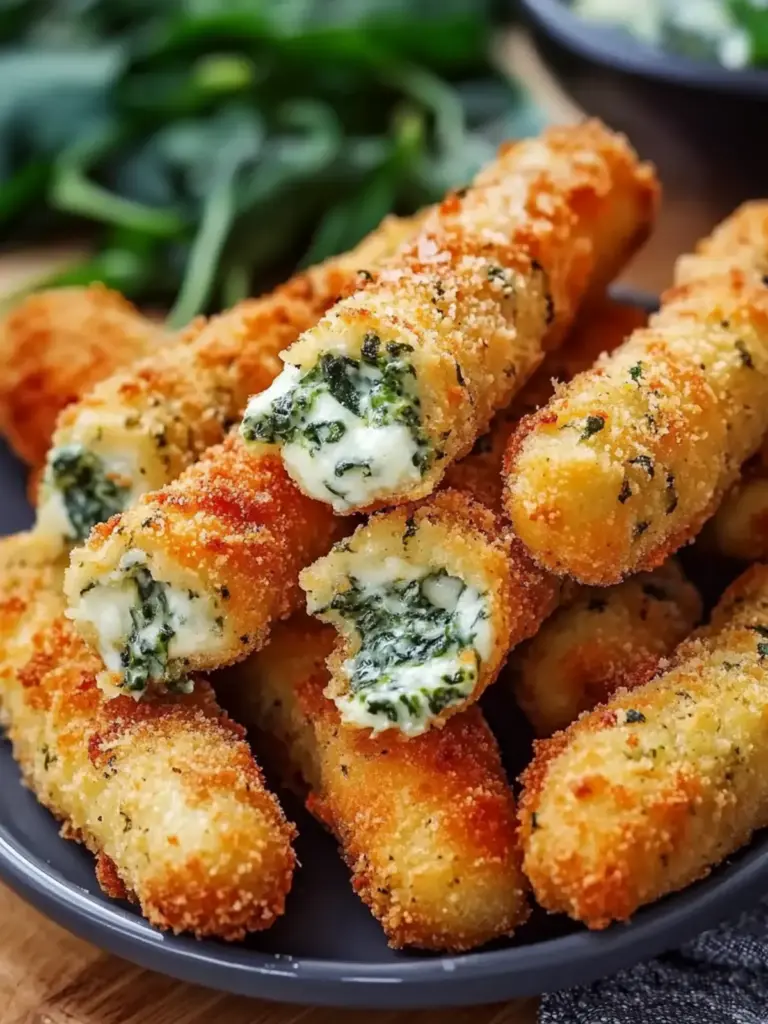 Spinach Dip Mozzarella Sticks
