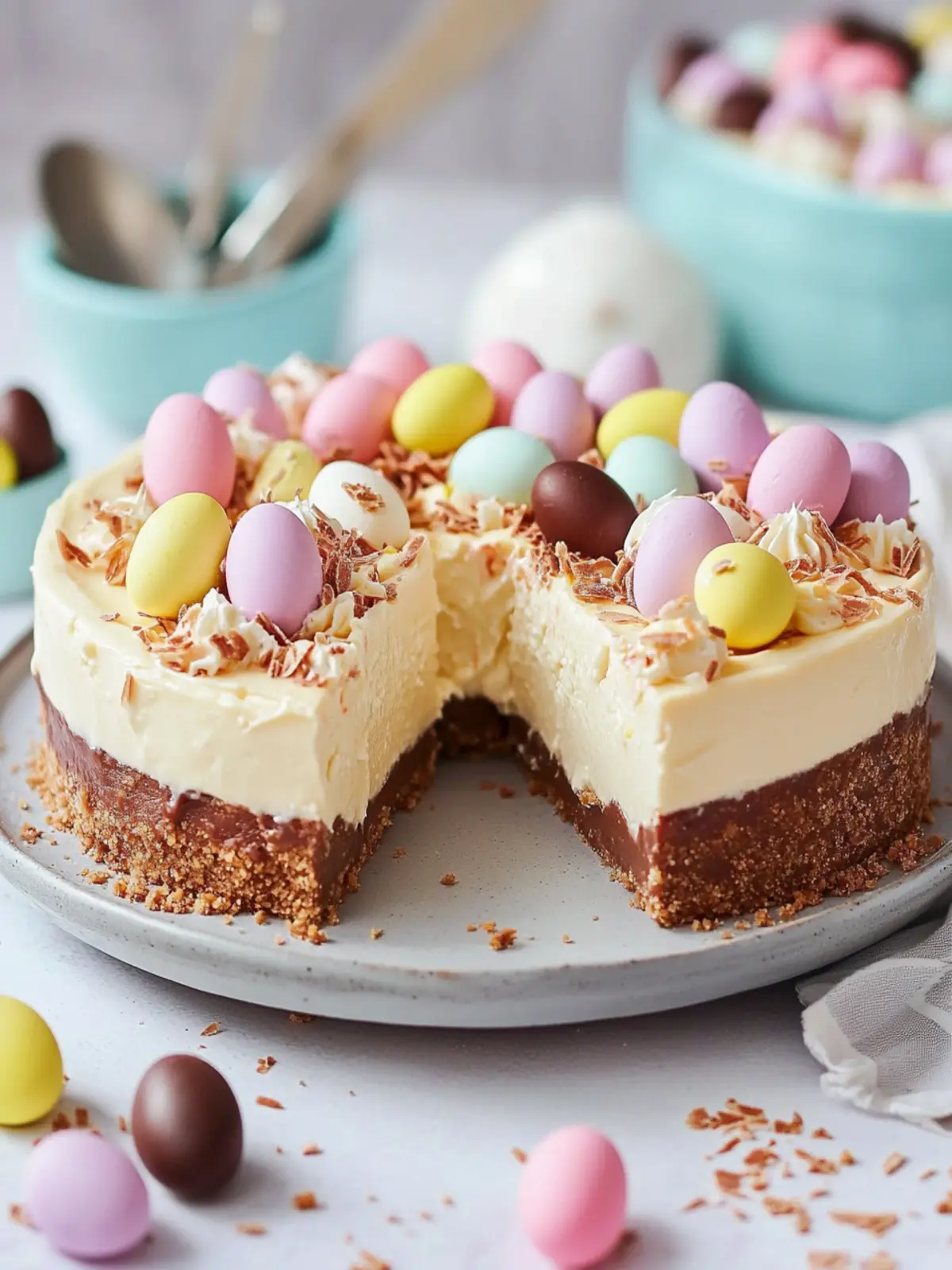 Delicious No-Bake Cadbury Mini Egg Cheesecake for Easter Joy 2 No-Bake Cadbury Mini Egg Cheesecake