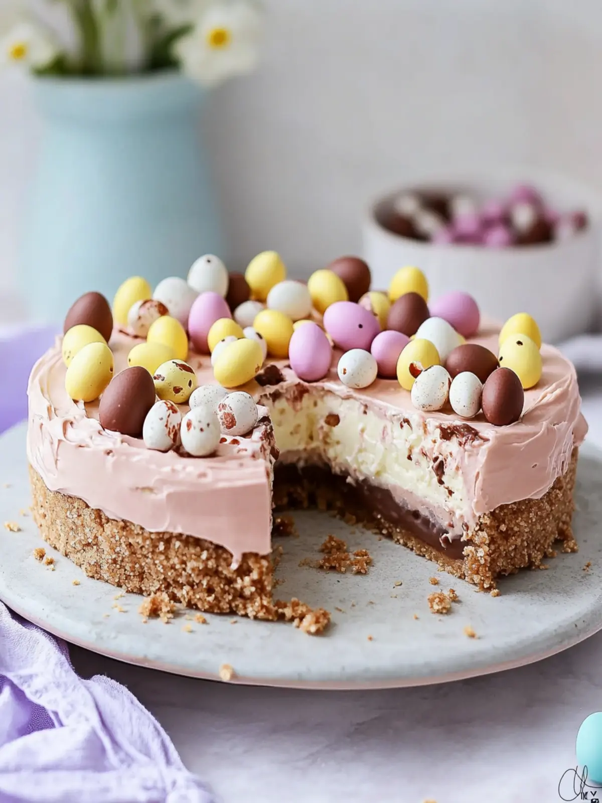 Delicious No-Bake Cadbury Mini Egg Cheesecake for Easter Joy 4 No-Bake Cadbury Mini Egg Cheesecake
