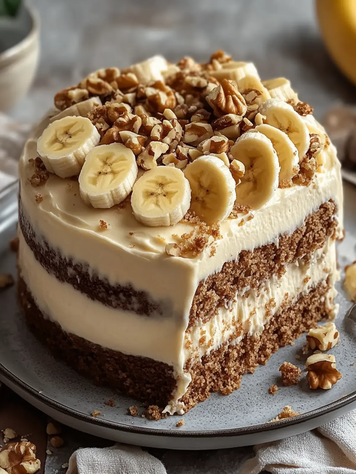 Banana Walnut Cream Cake – Moist & Nutty