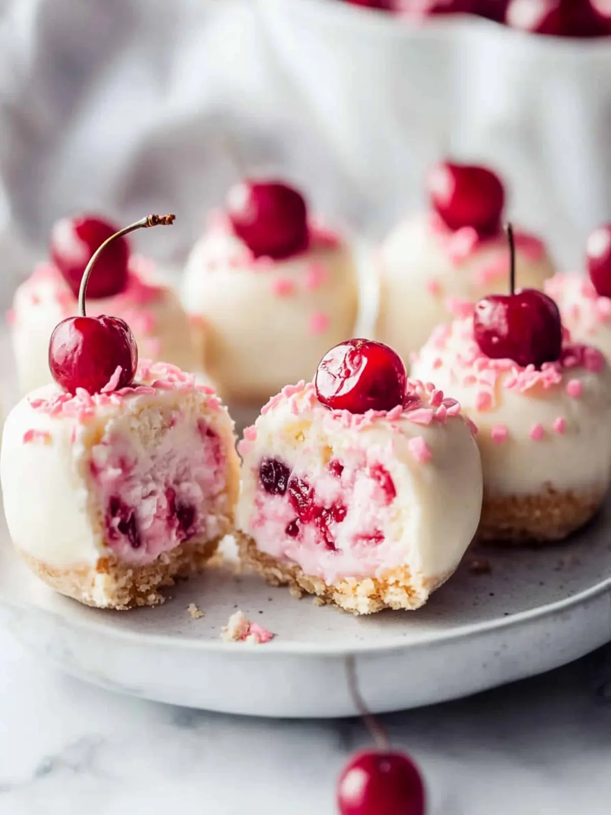 Cherry Chip Cheesecake Bites