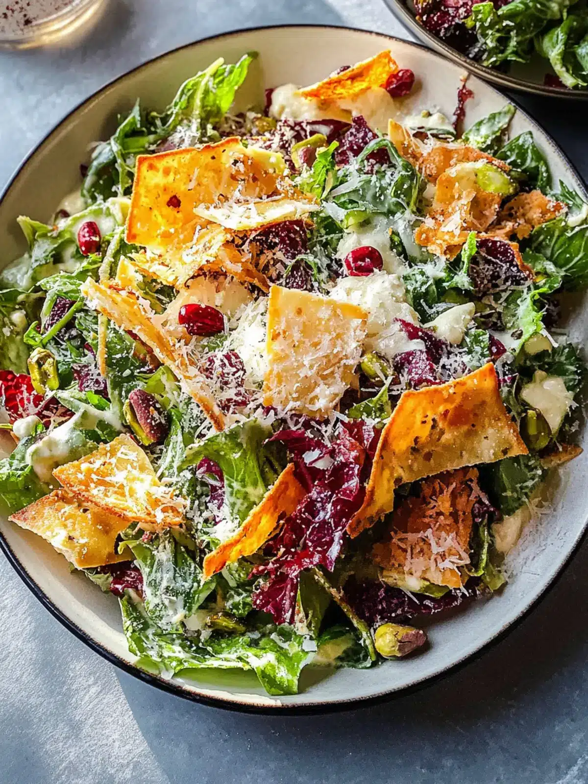 Winter Caesar Salad with Parmesan Crisps & Pistachios