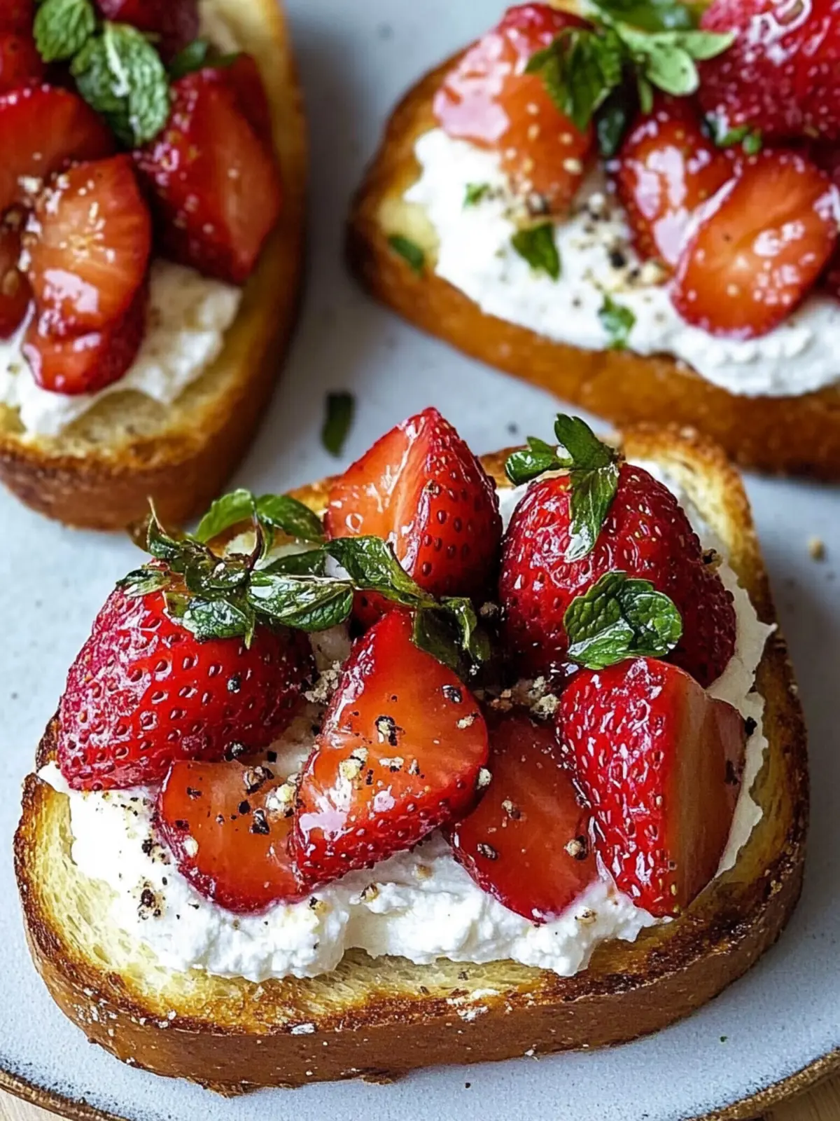 Roasted Strawberry Whipped Ricotta Toast