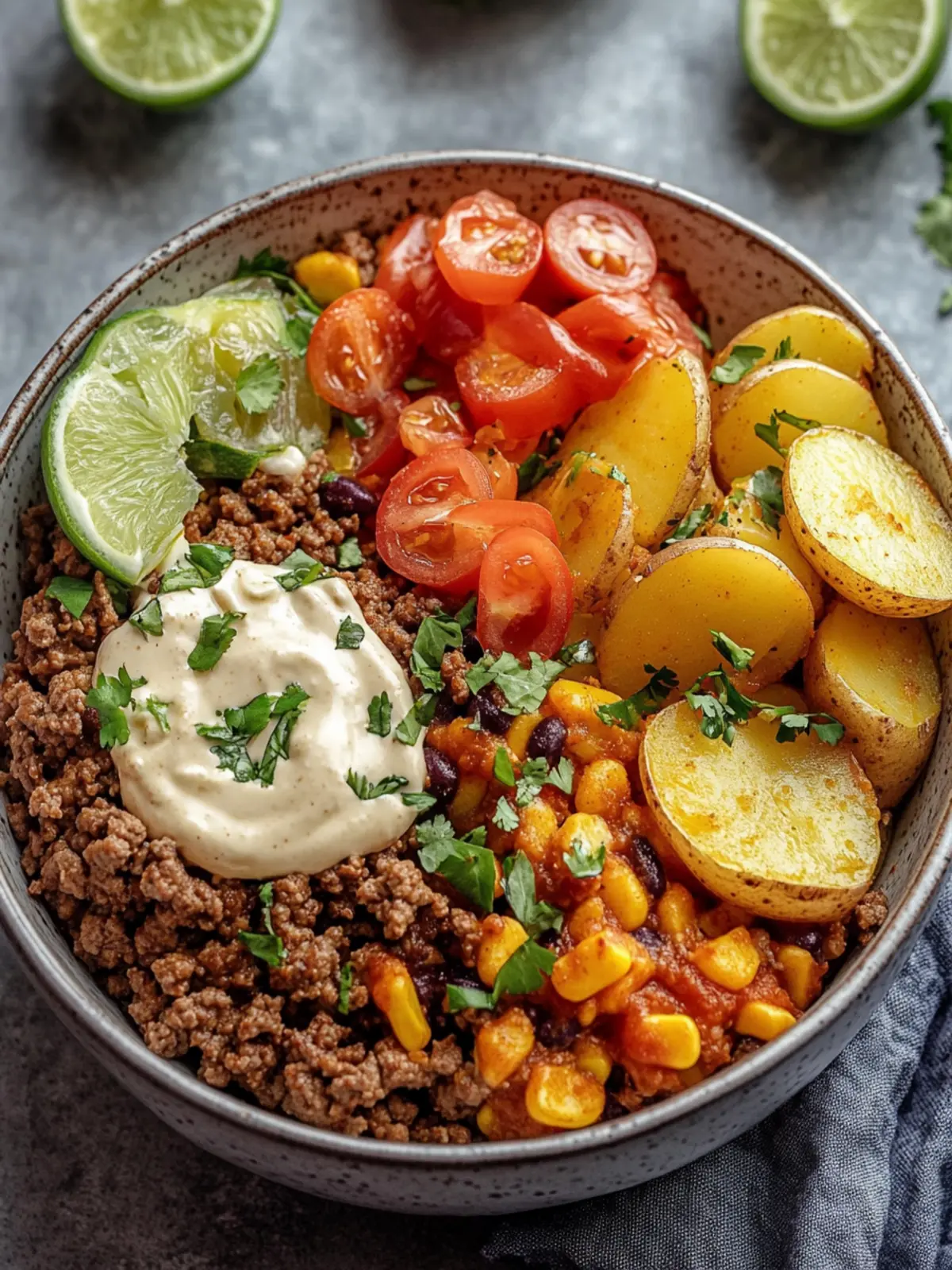 Ground Beef & Potato Taco Bowl Recipe