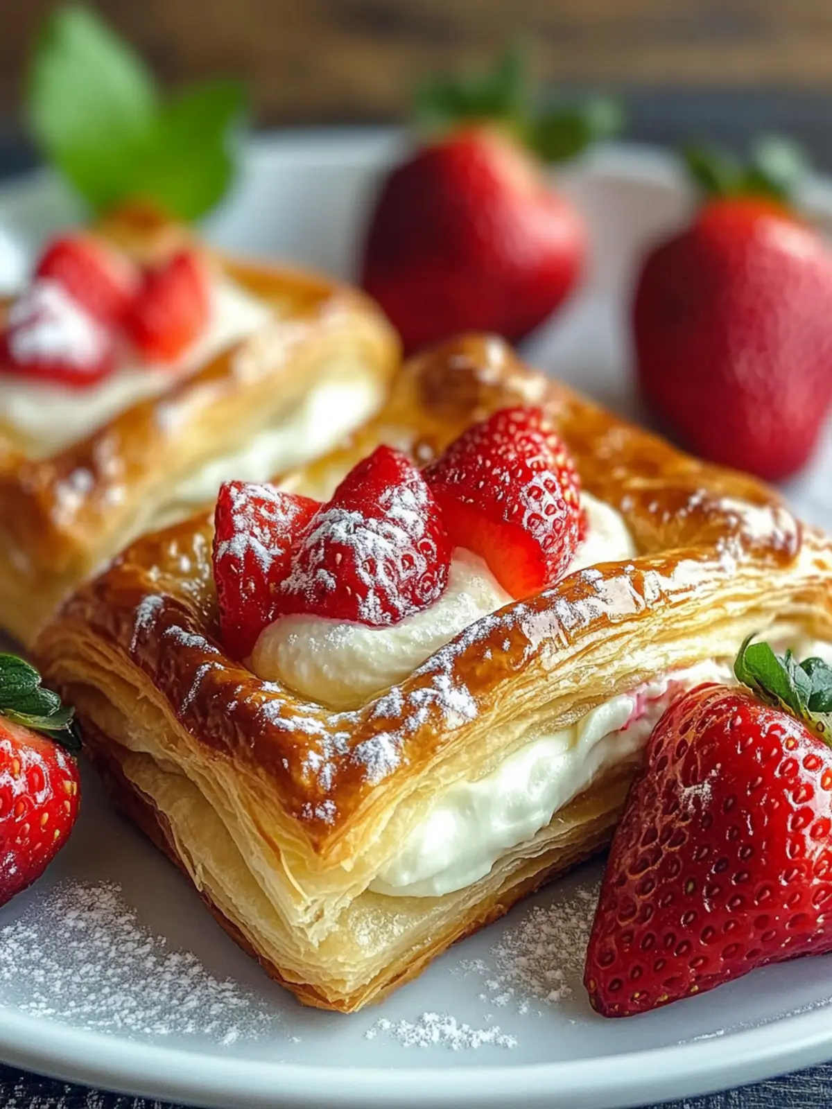 Strawberry Cream Cheese Danish with Flaky Puff Pastry