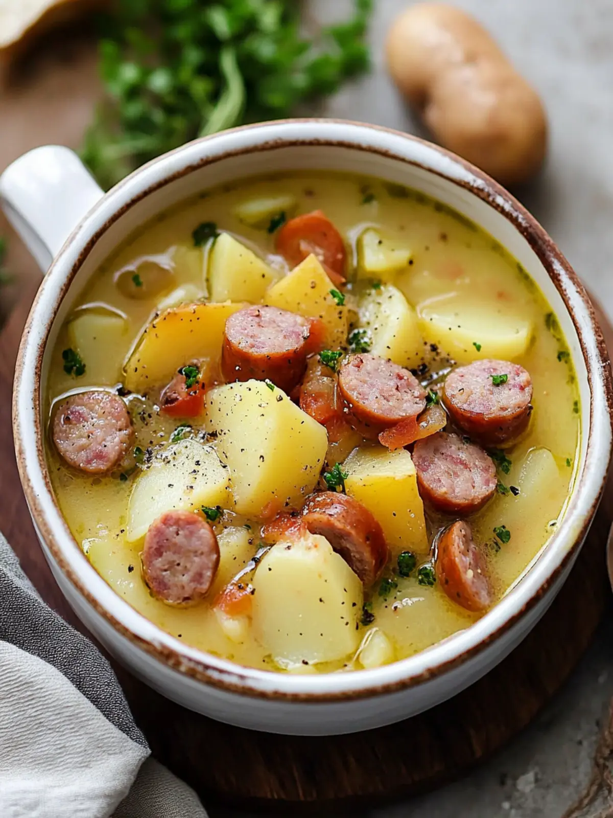 Classic German Potato Soup With Sausage