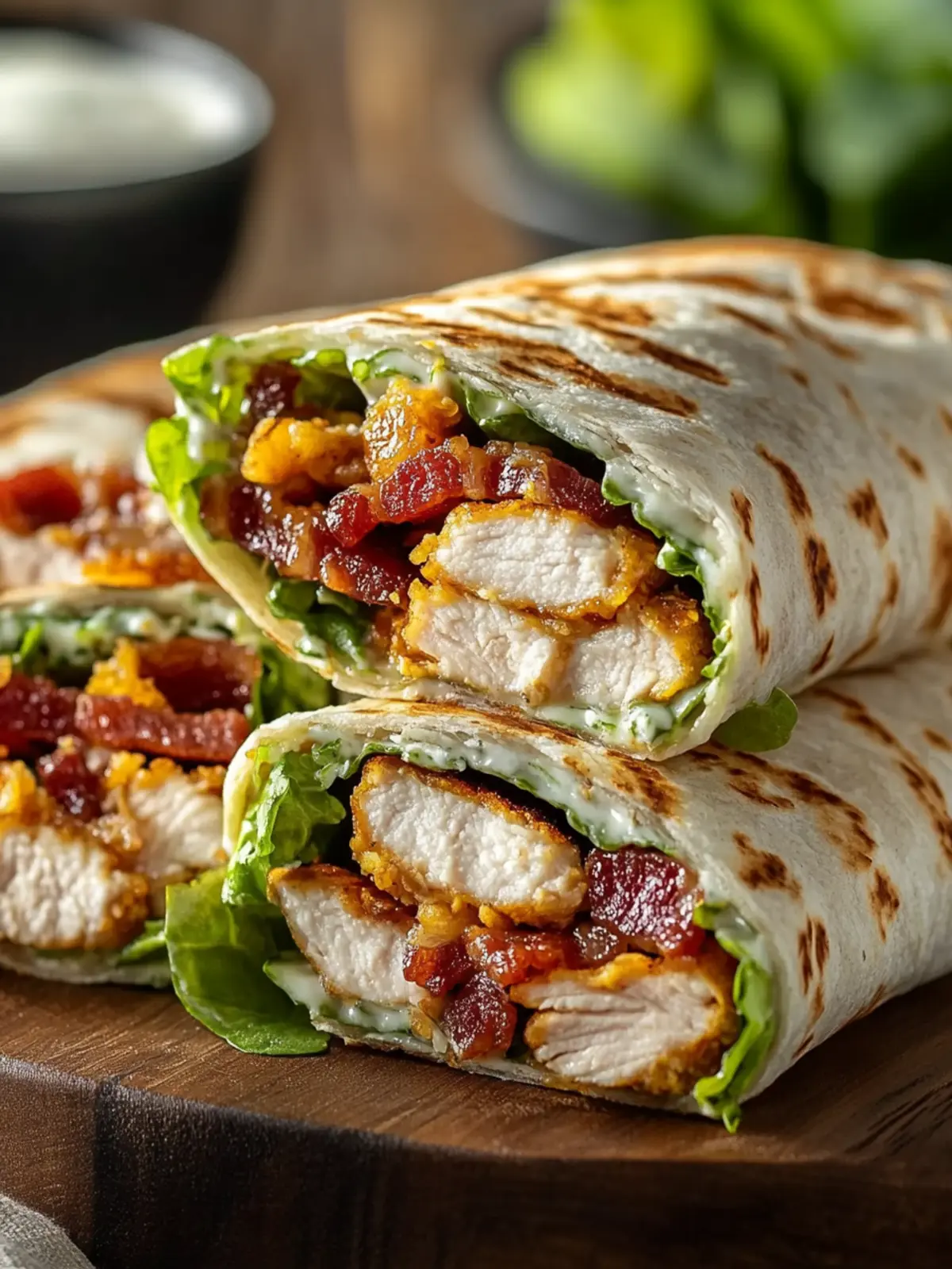 Crispy Bacon Ranch Chicken Wraps