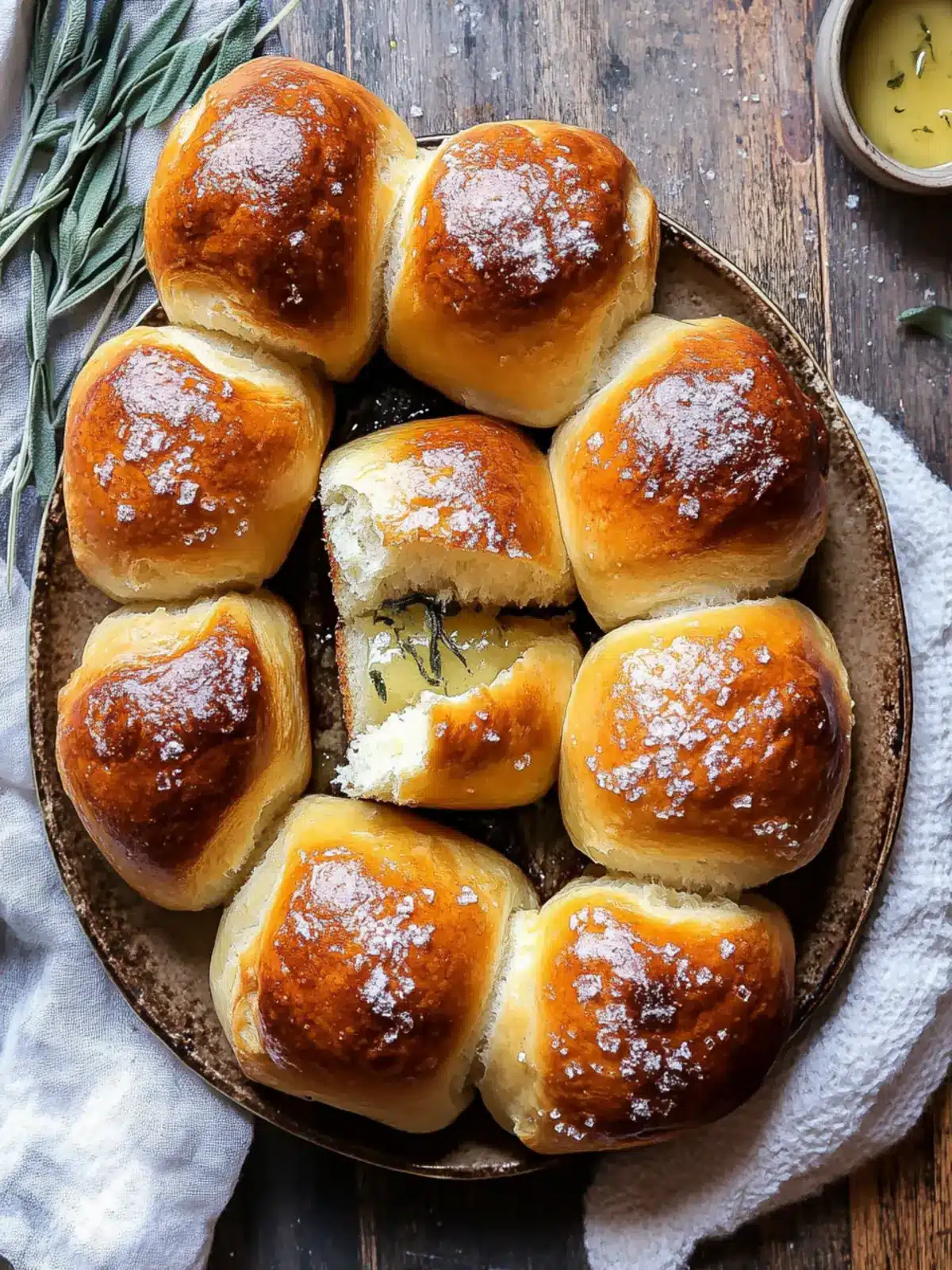 Salted Sage Honey Butter Brioche Rolls