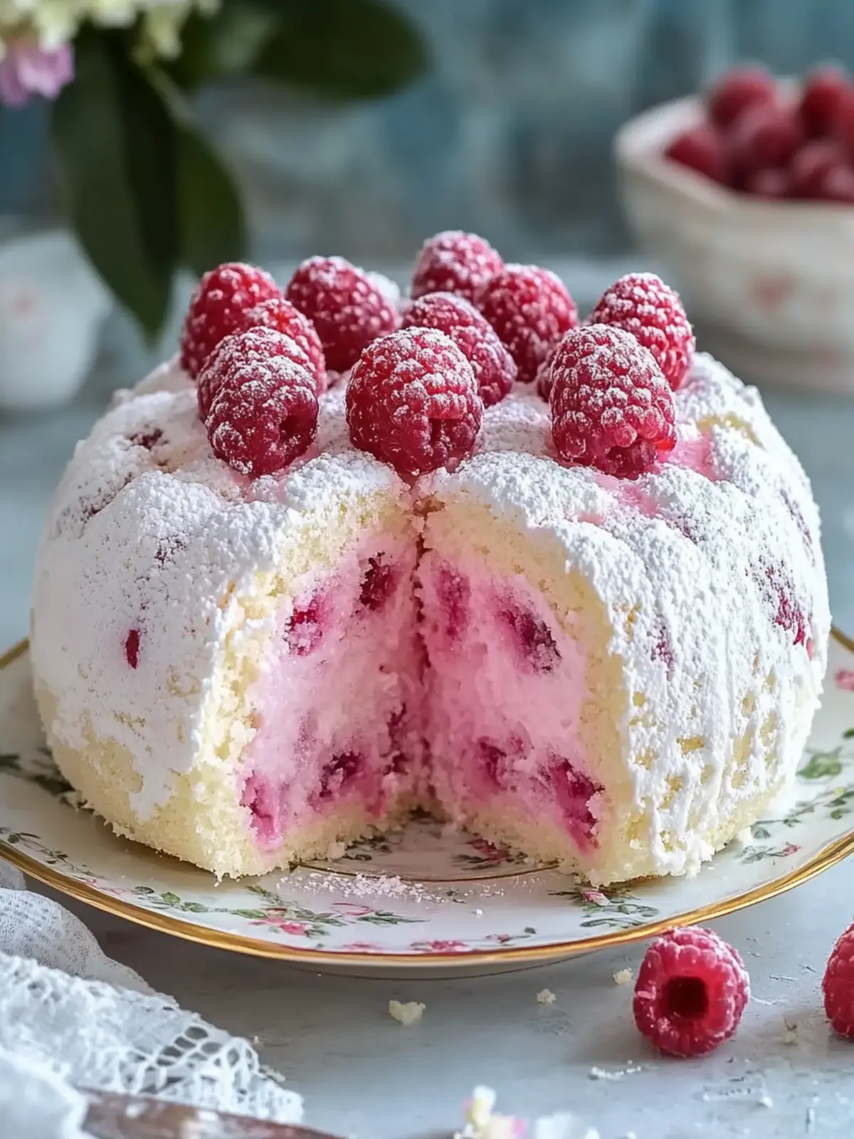 Raspberry Angel Food Cake