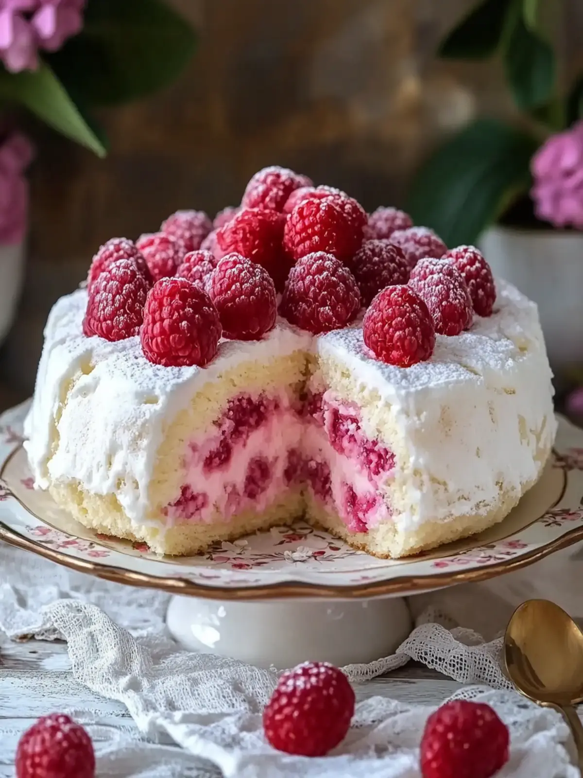 Raspberry Angel Food Cake