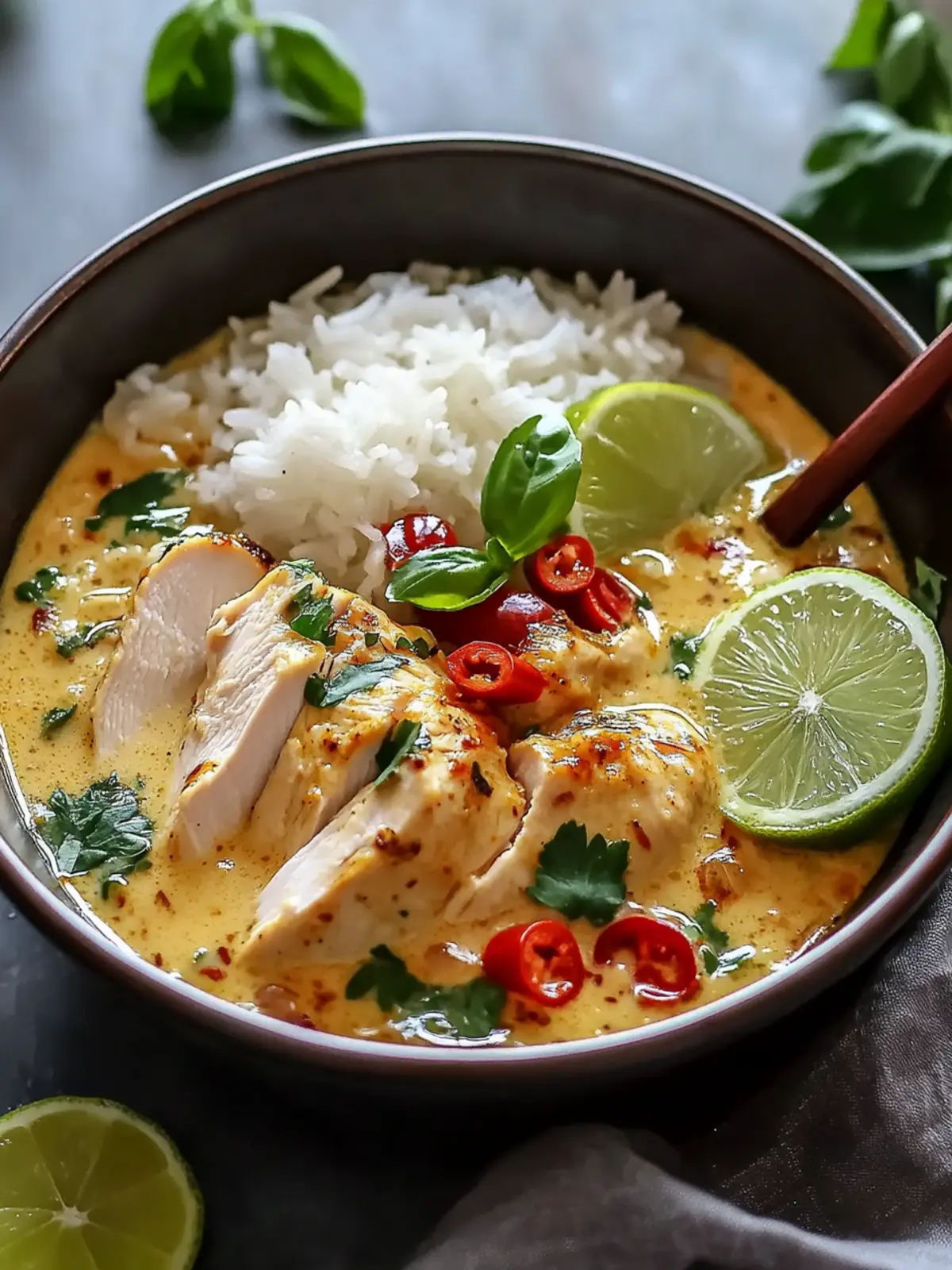 One-Pot Coconut Chicken Brothy Rice