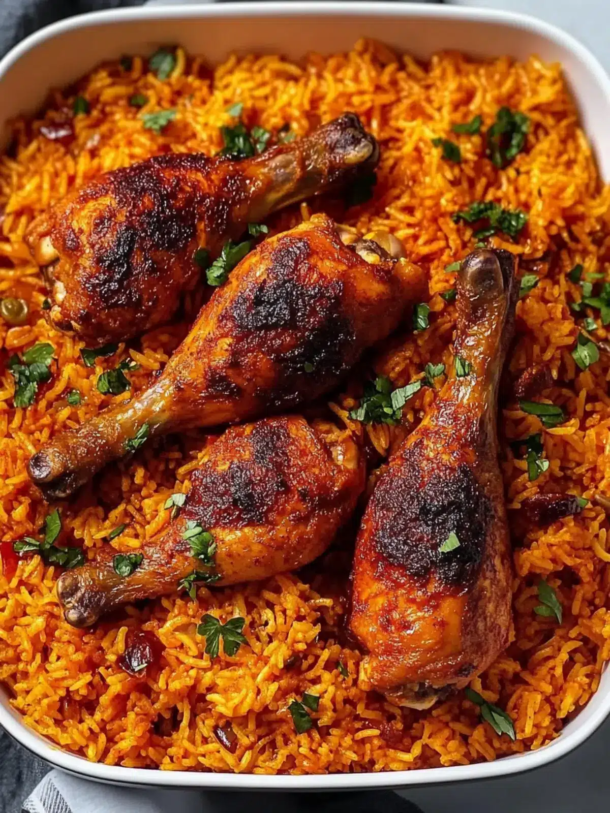 Delicious Baked Jollof Rice with Roasted Chicken