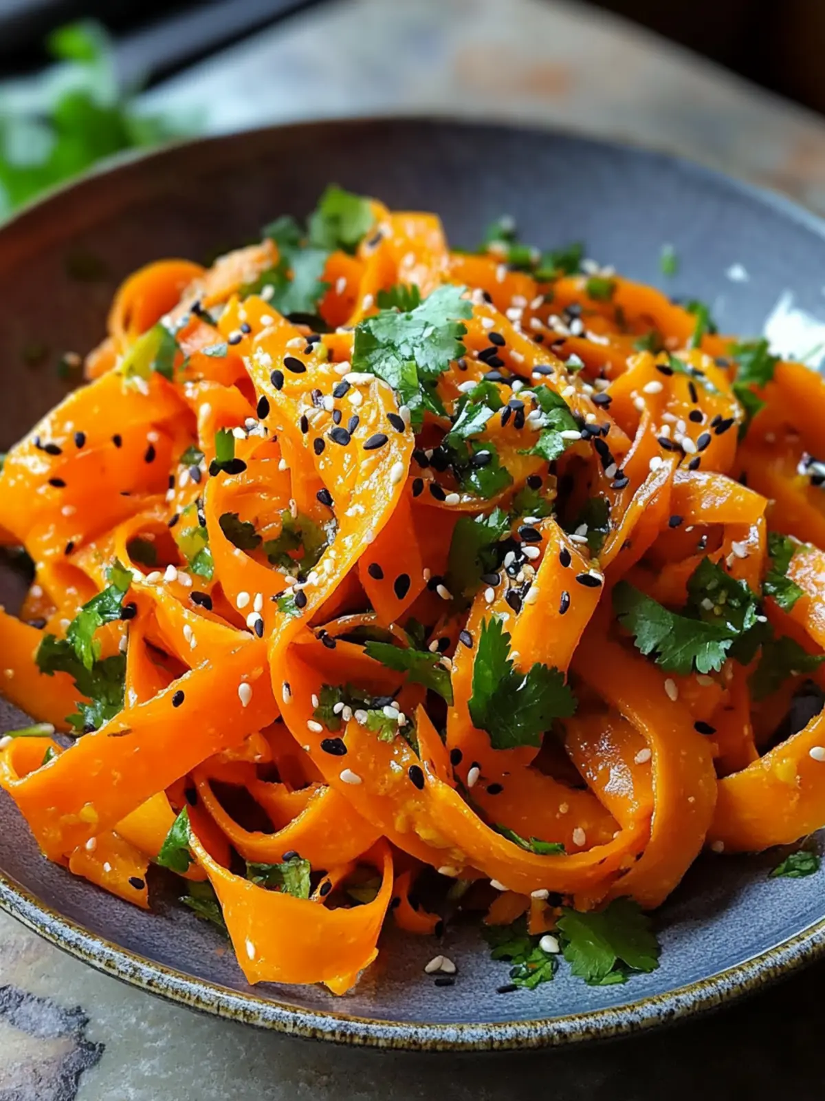 Sesame Ginger Carrot Ribbon Salad