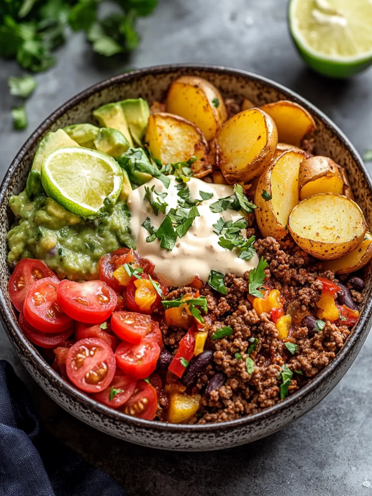 Ground Beef & Potato Taco Bowl Recipe