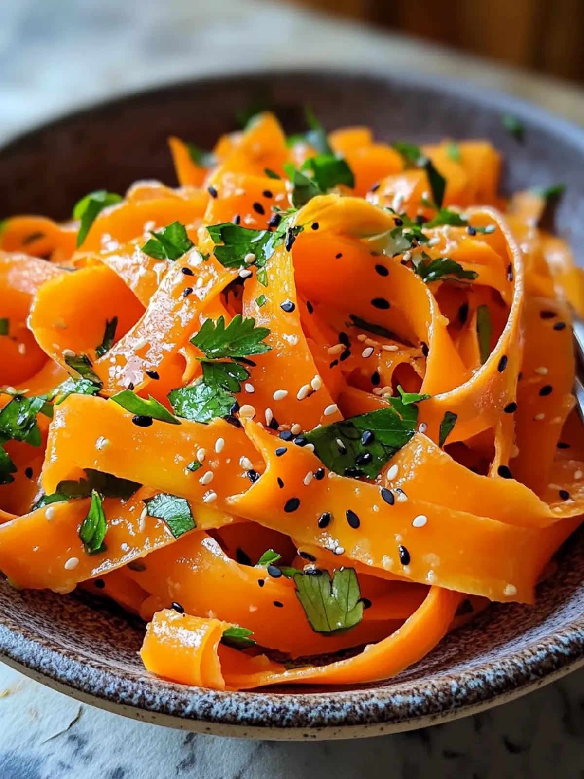 Sesame Ginger Carrot Ribbon Salad