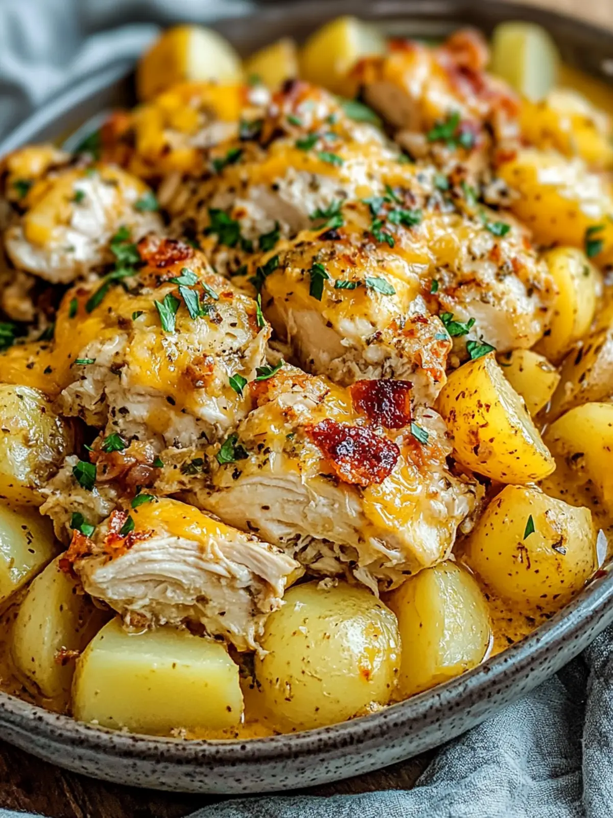 Slow Cooker Cheesy Ranch Chicken & Potatoes