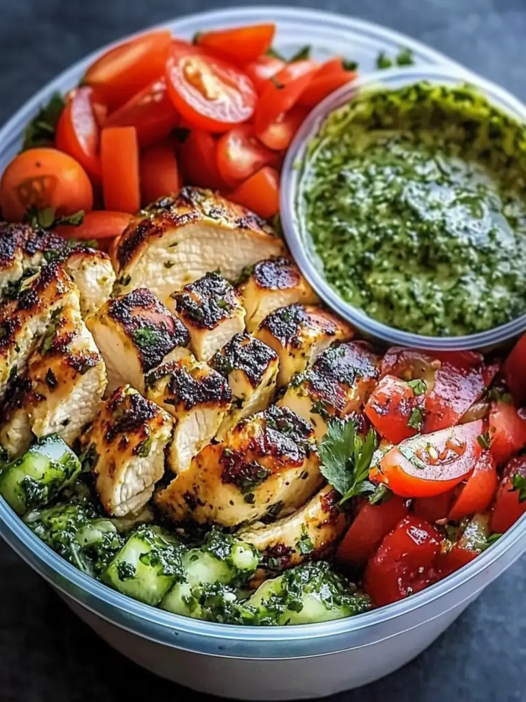 Chimichurri Chicken Bowls with Garlic Sauce