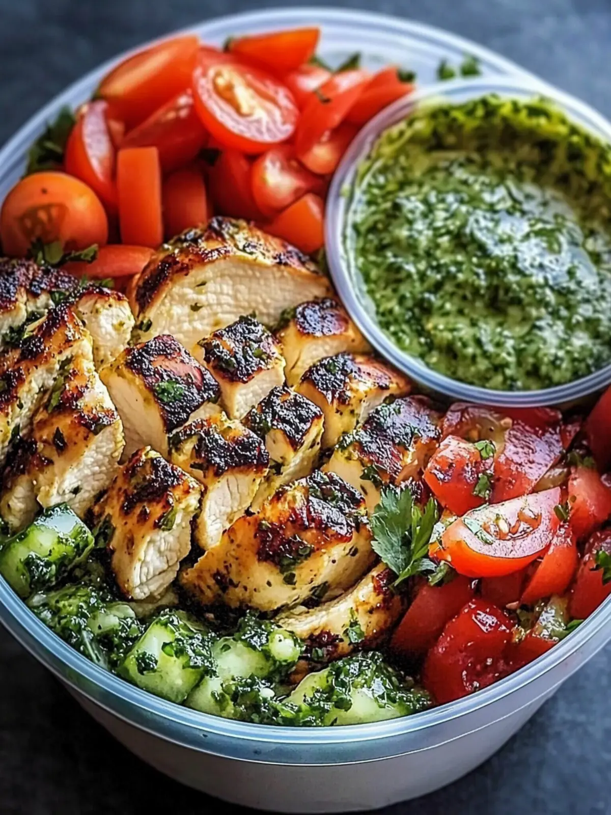 Chimichurri Chicken Bowls with Garlic Sauce