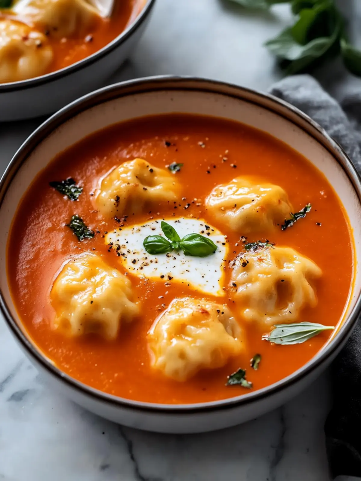 Cheese Dumpling Tomato Soup