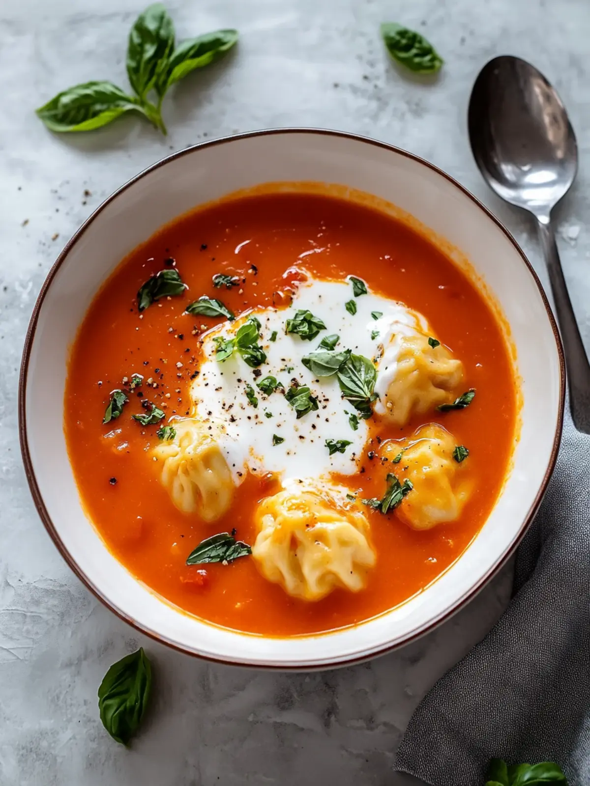 Cheese Dumpling Tomato Soup