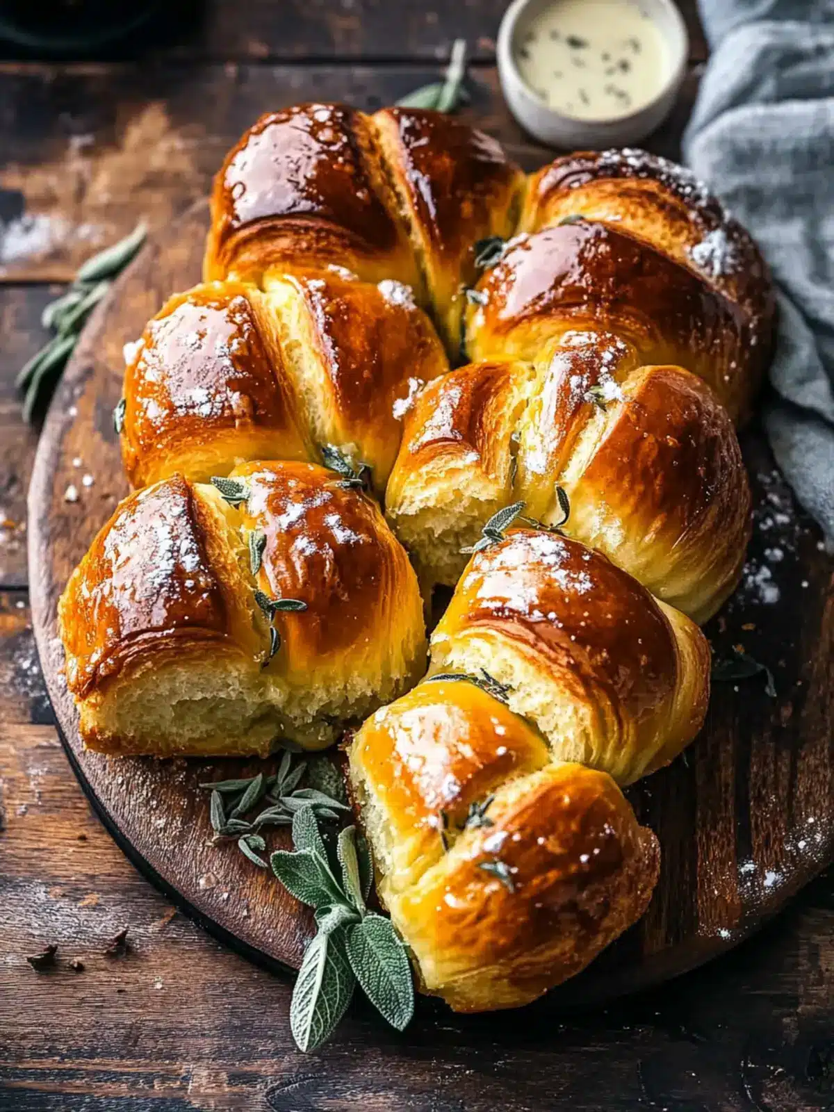 Salted Sage Honey Butter Brioche Rolls