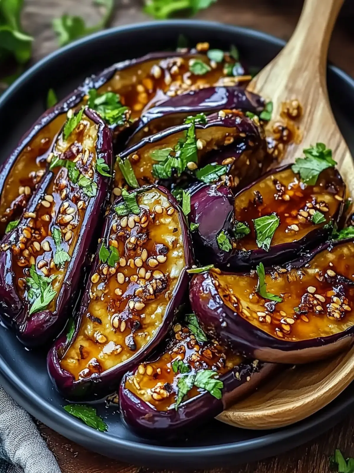 Sticky Garlic Eggplant