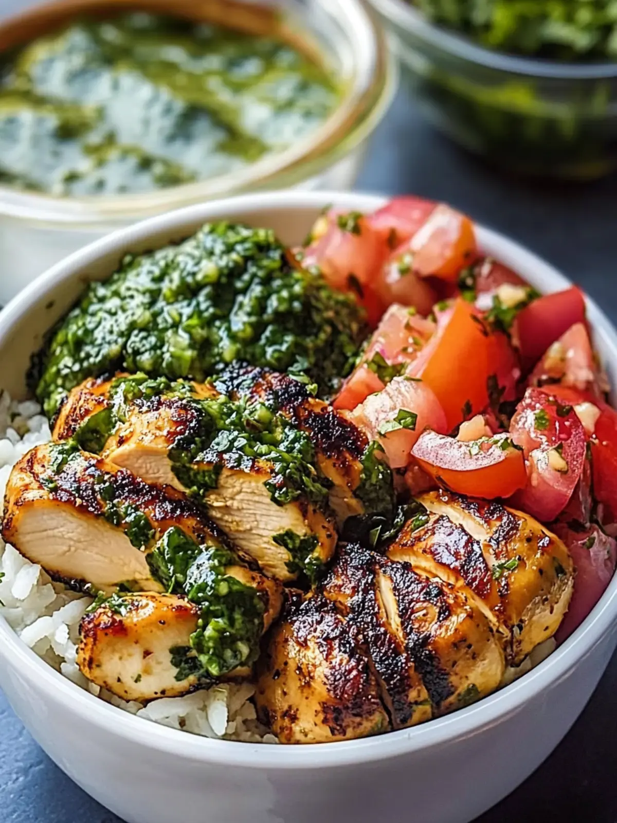 Chimichurri Chicken Bowls with Garlic Sauce