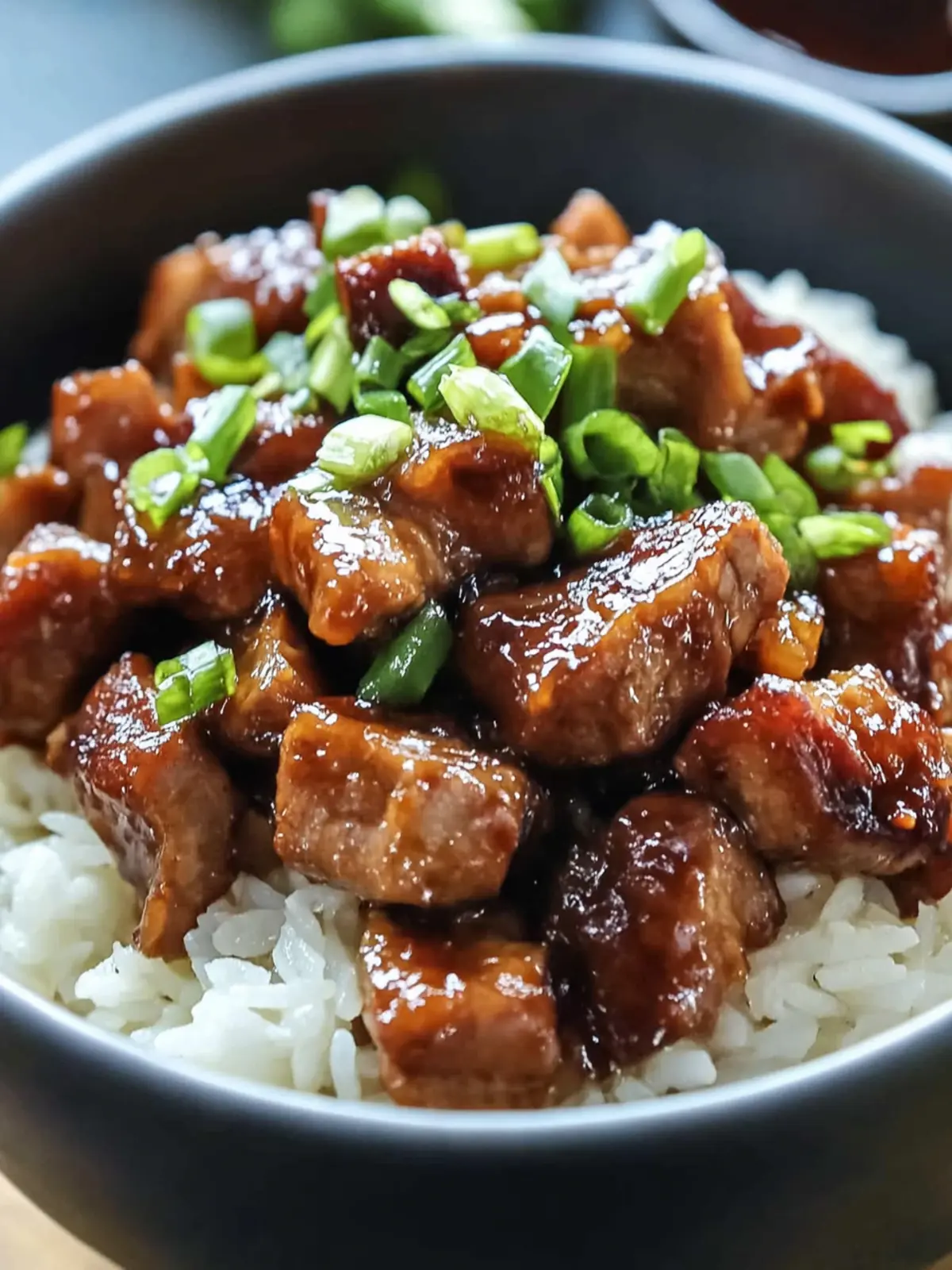 Sweet caramelized pork with rice