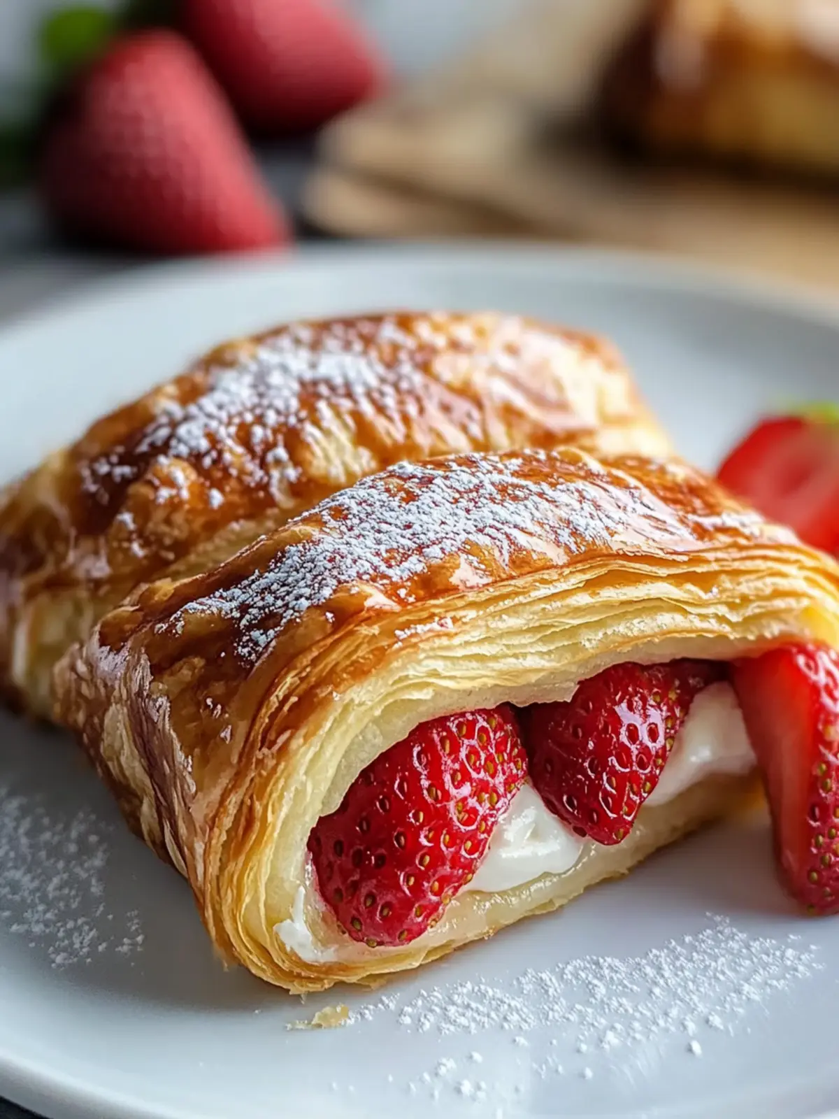 Strawberry Cream Cheese Danish with Flaky Puff Pastry