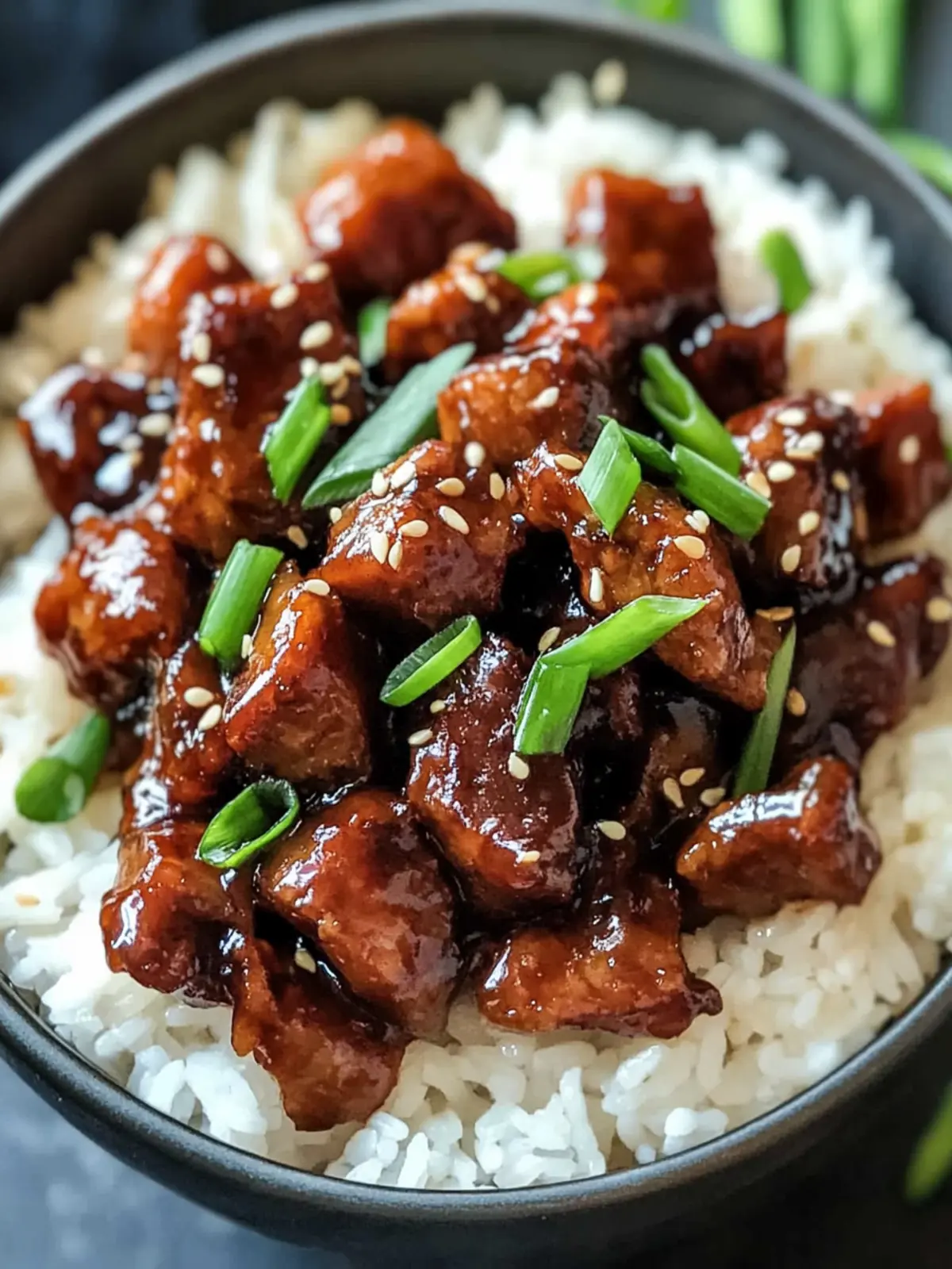 Sweet caramelized pork with rice