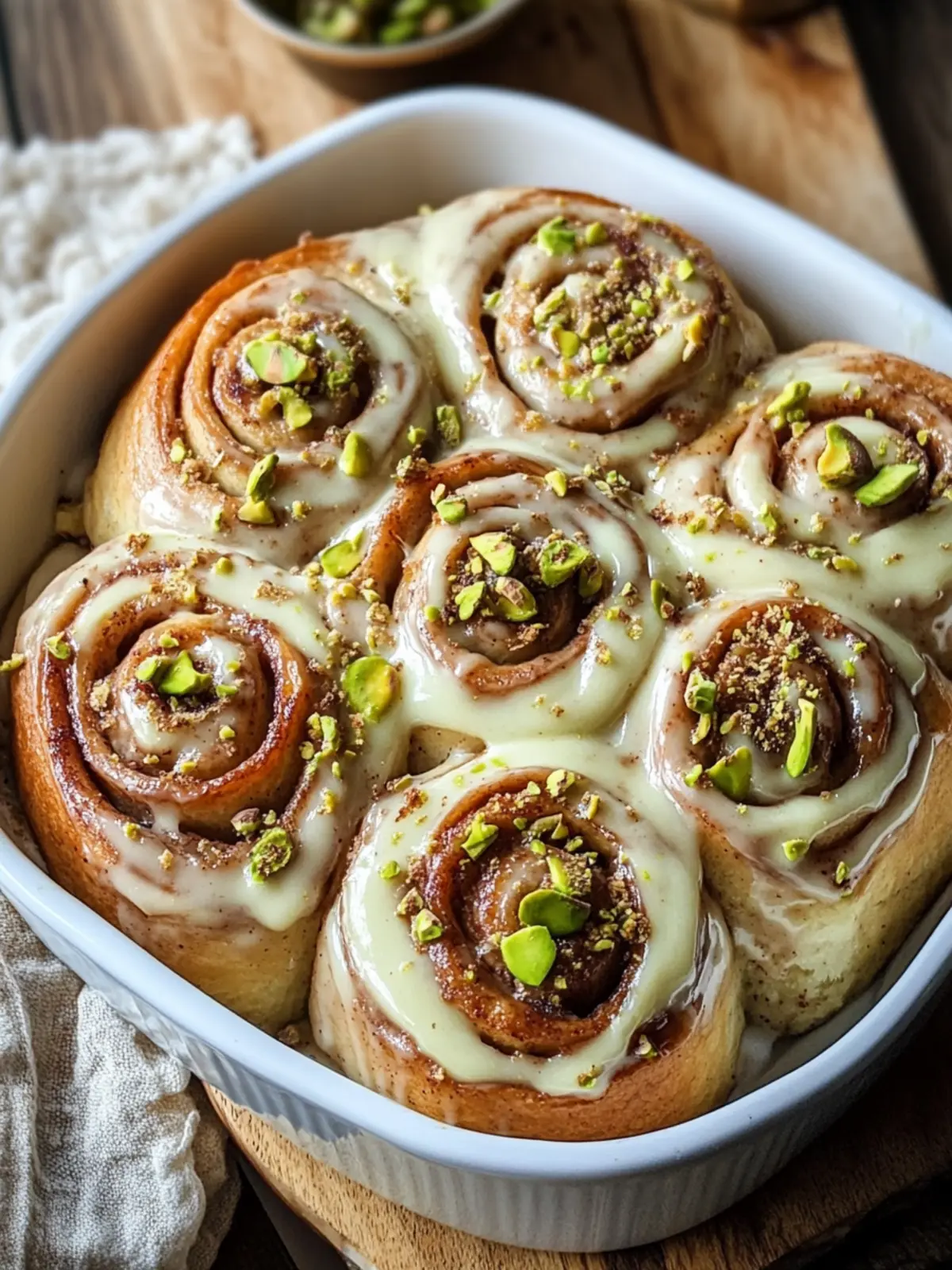 Small Batch Pistachio Cream Cinnamon Rolls