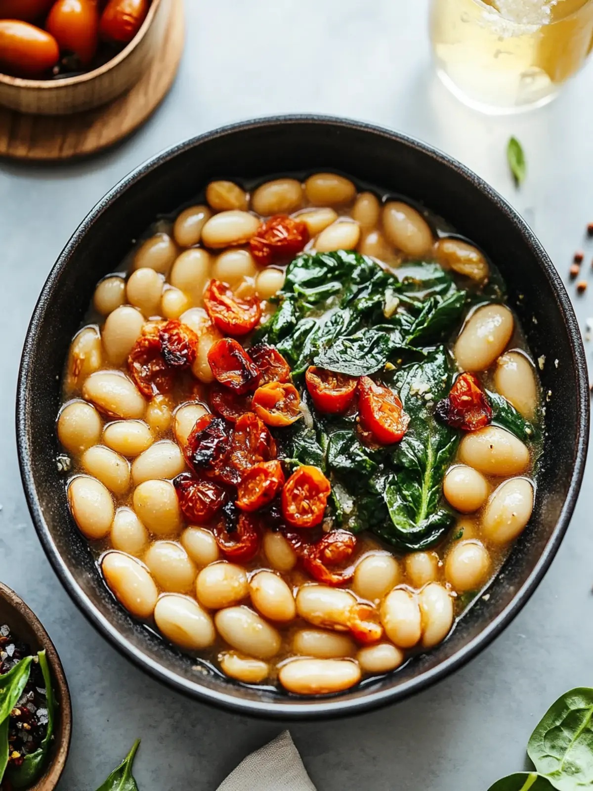 TUSCAN BUTTER BEANS WITH SPINACH AND SUN-DRIED TOMATO