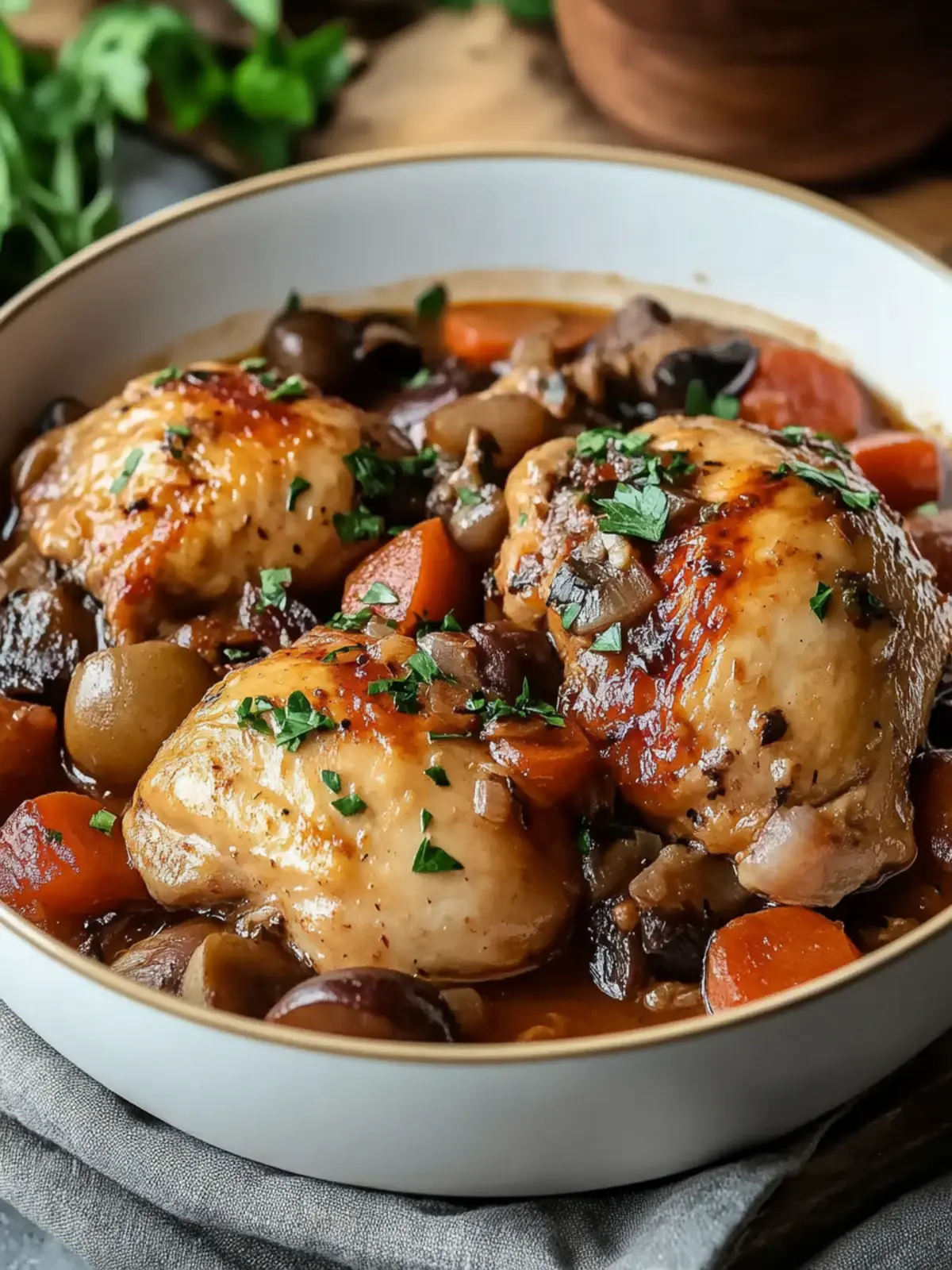 Classic French Hunter’s Chicken : Chicken Chasseur