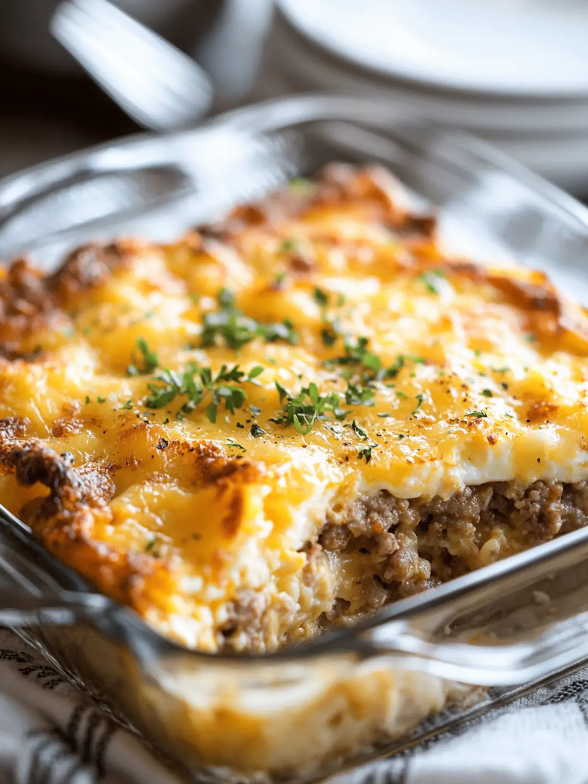 Sausage, Egg, and Cream Cheese Hashbrown Casserole