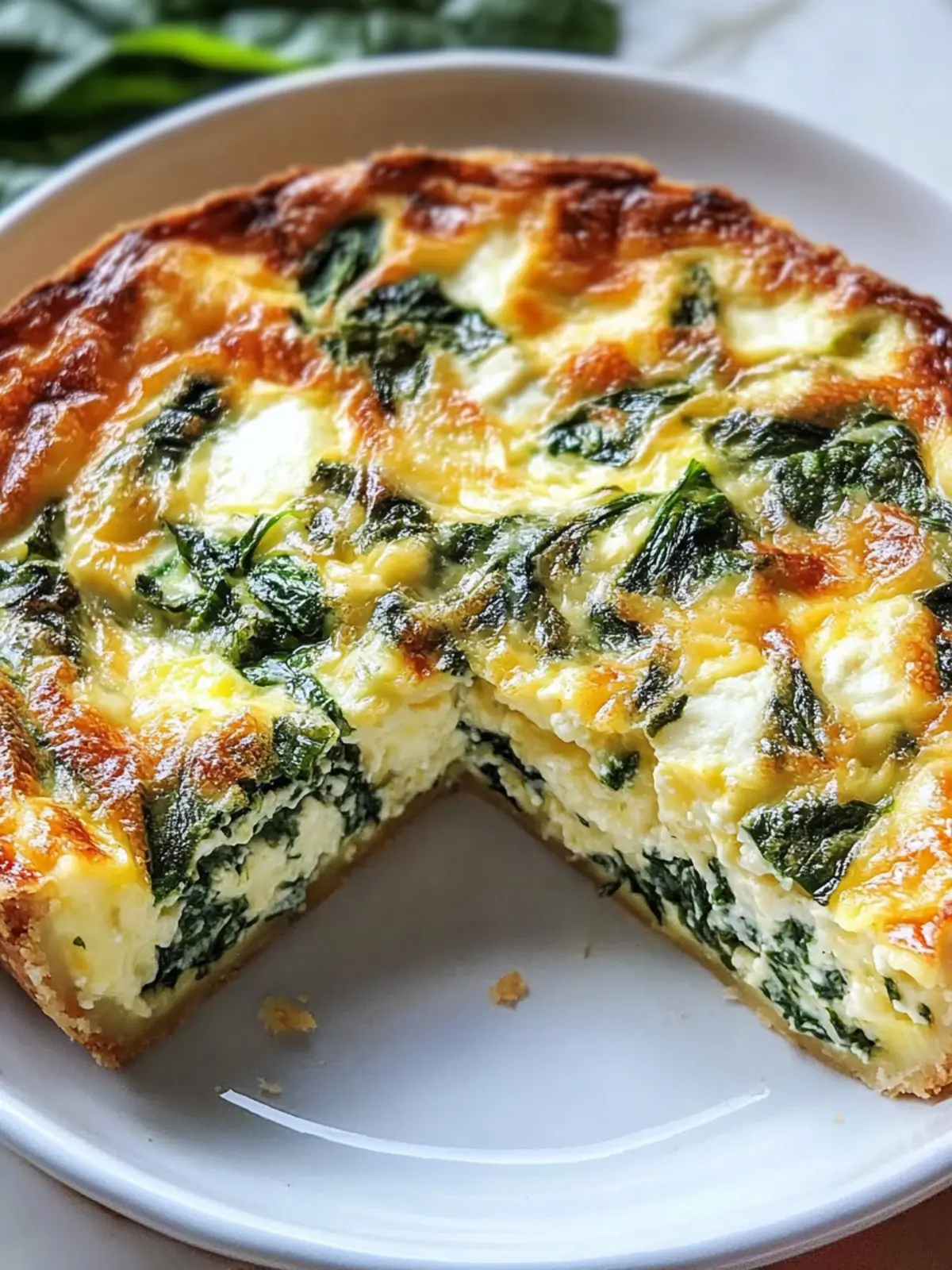 Cottage Cheese & Spinach Crustless Quiche