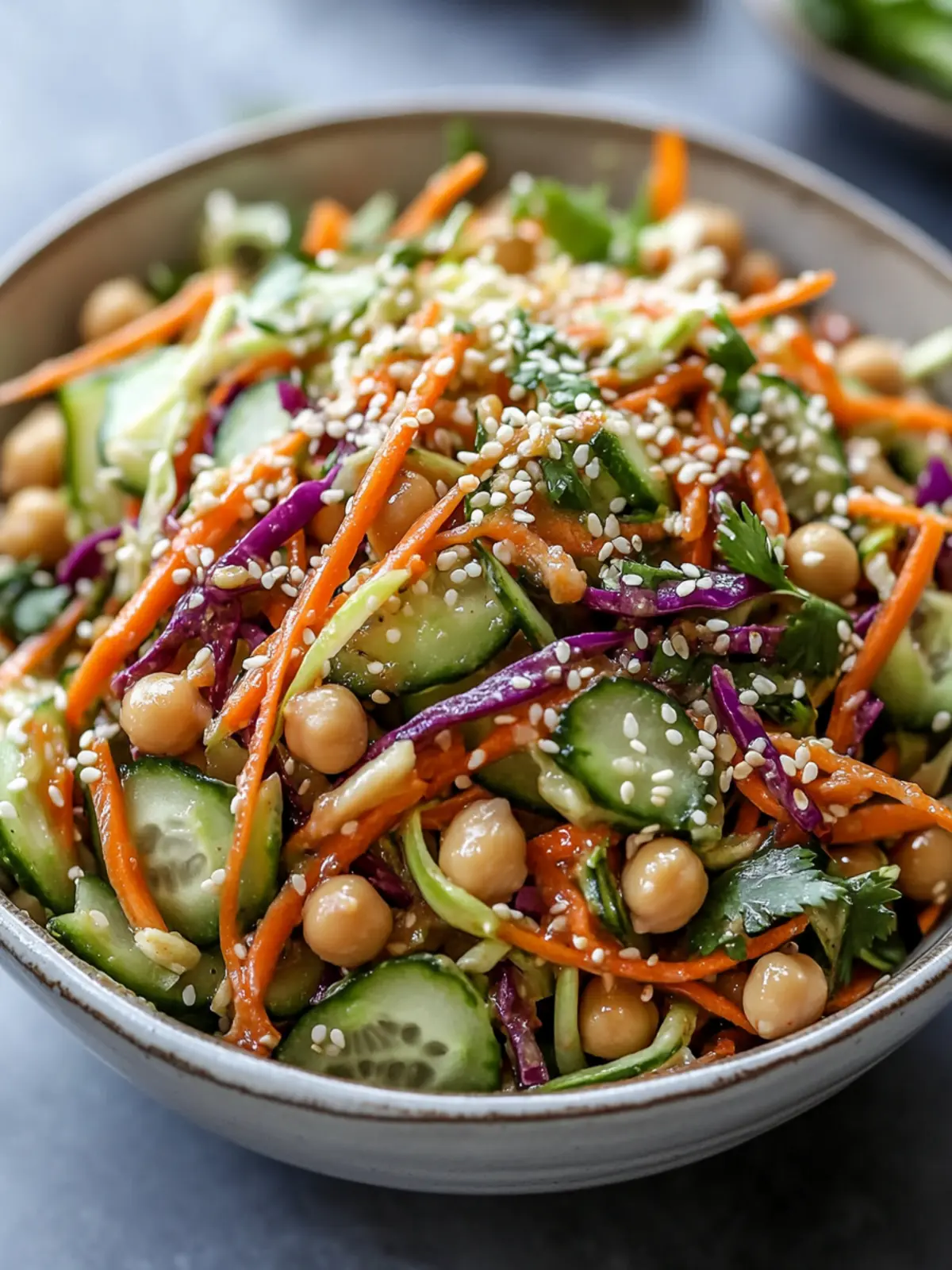 Elevate Your Lunch with Asian Cucumber and Chickpea Slaw 2 Asian Cucumber and Chickpea Slaw with Sesame Dressing