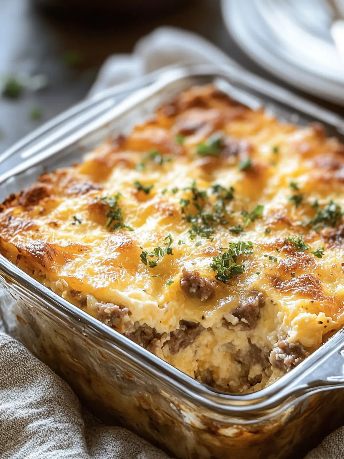 Sausage, Egg, and Cream Cheese Hashbrown Casserole