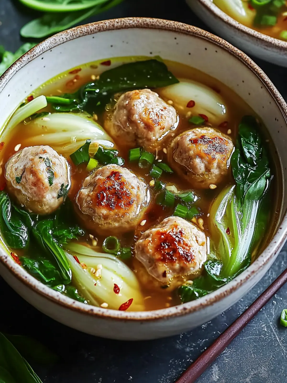 Ginger Chicken Meatball Soup with Baby Bok Choy Bliss 2 Ginger Chicken Meatball Soup with Baby Bok Choy