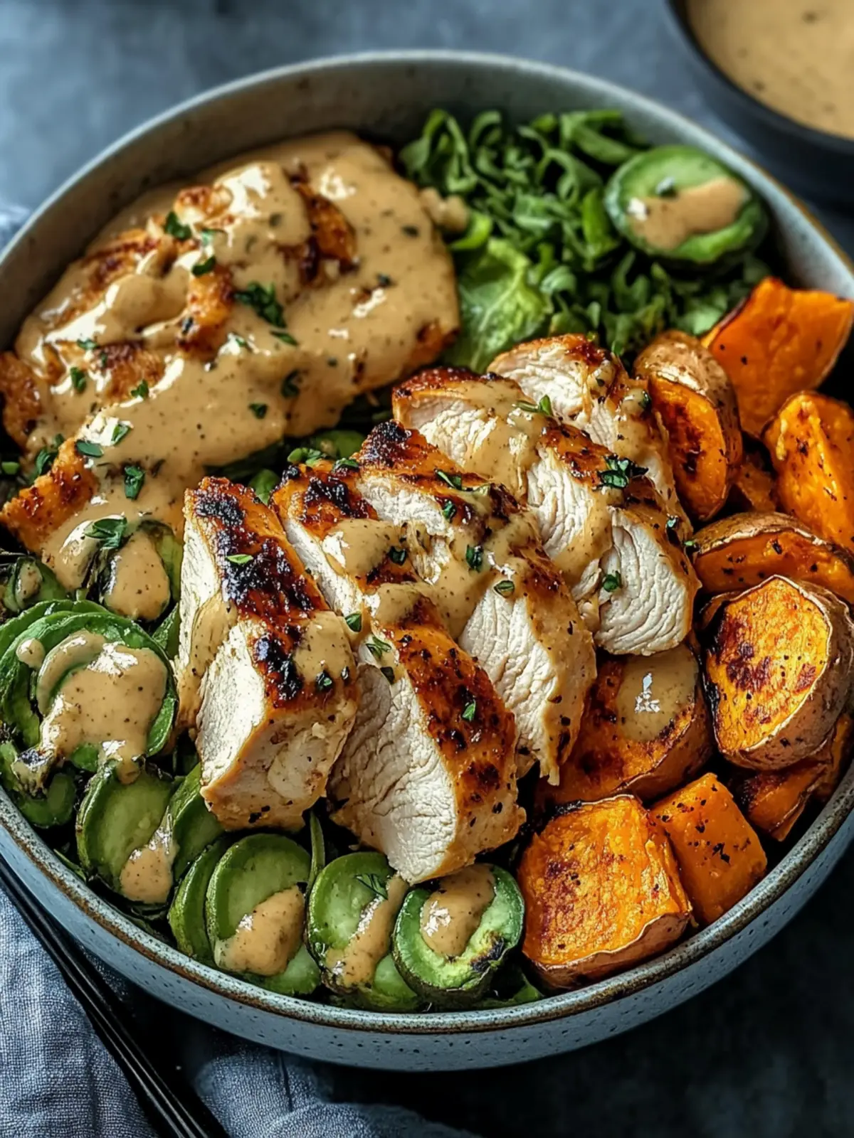 Maple Dijon Chicken & Sweet Potato Bowls