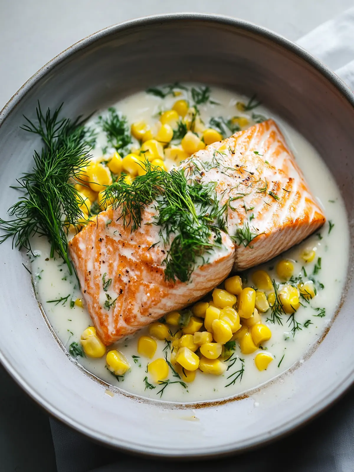 Coconut-Poached Salmon with Corn and Dill: A Quick Delight 4 Coconut-Poached Salmon with Corn and Dill