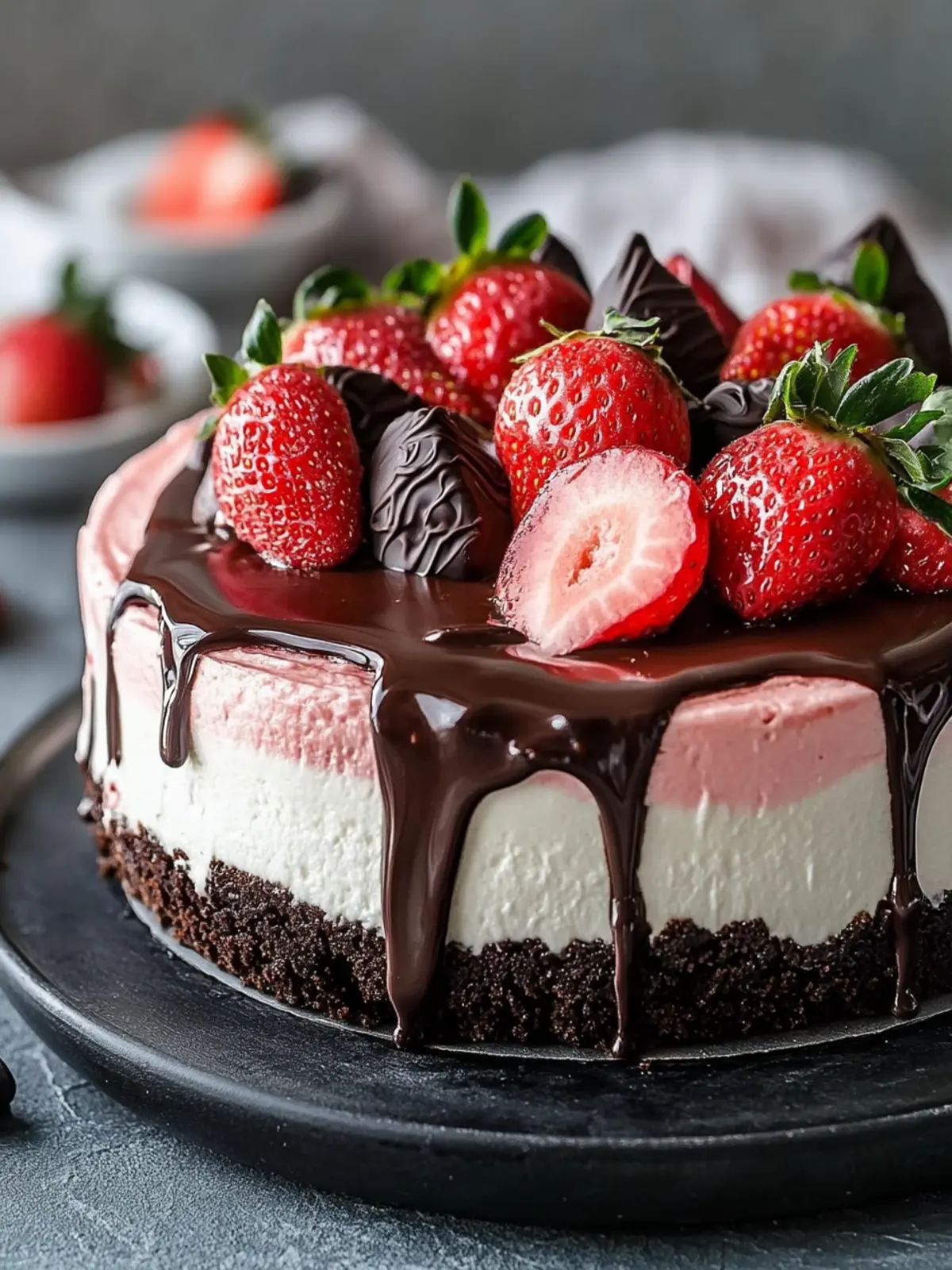 Irresistible Chocolate Covered Strawberry Cheesecake Recipe 3 Chocolate Covered Strawberry Cheesecake